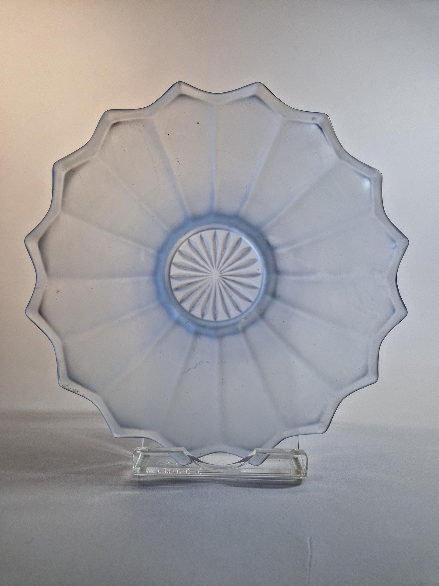 Blue Ankerglas Bernsdorf Frosted Glass Bowl. Art Deco 1937-8