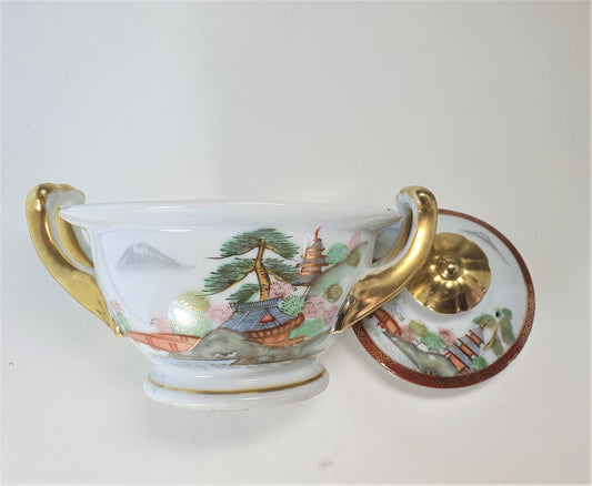 Japanese Sugar Bowl, Mid Century, Kitani, Noritake Style, Vintage, 1960's