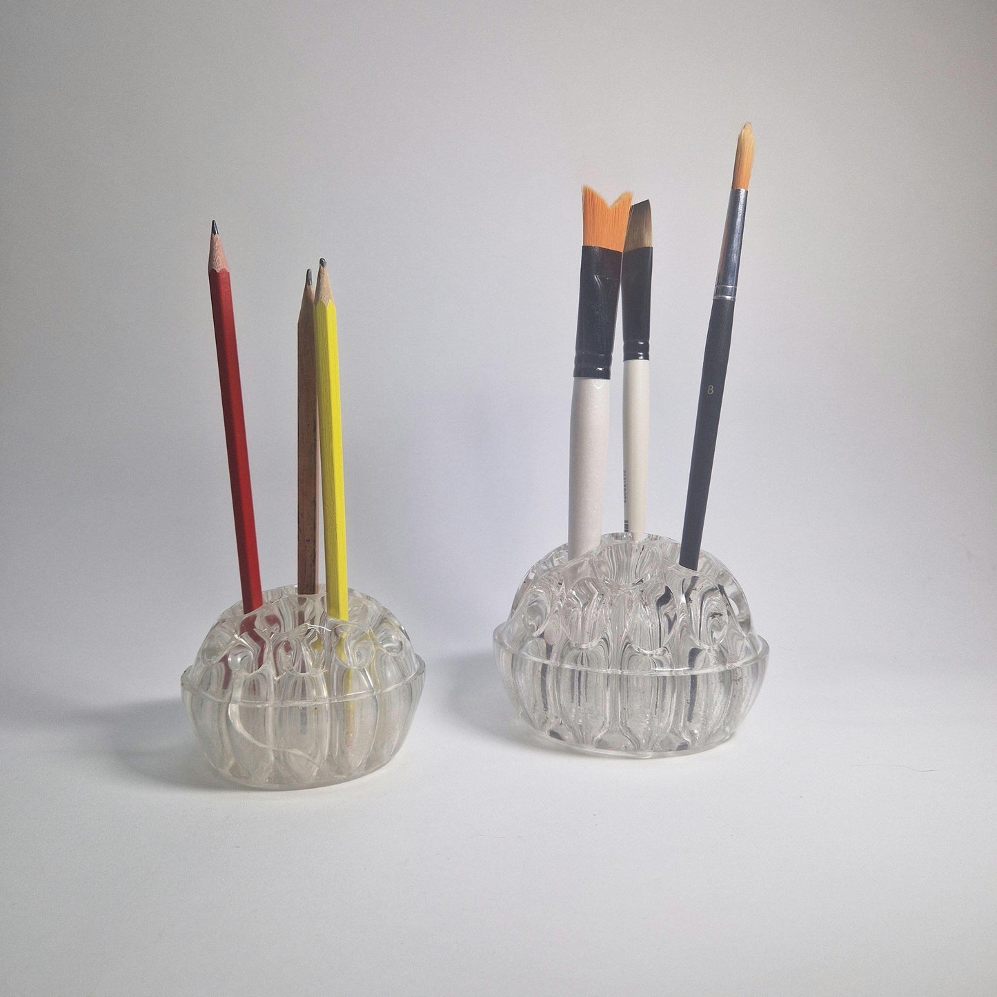 Vintage Clear Glass Florist Frogs. Ideal for Artist Paintbrushes & Pencil Holders