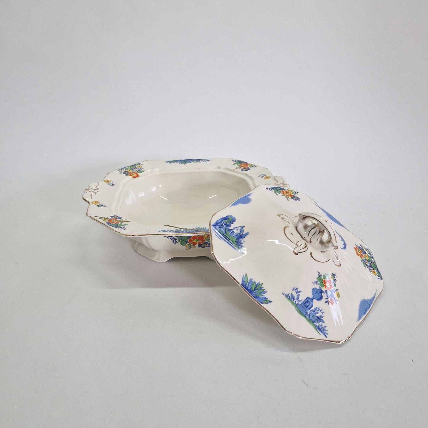 Vintage Alfred Meakin Tureen: 'Julianna' Floral Design, Kintsugi Repaired
