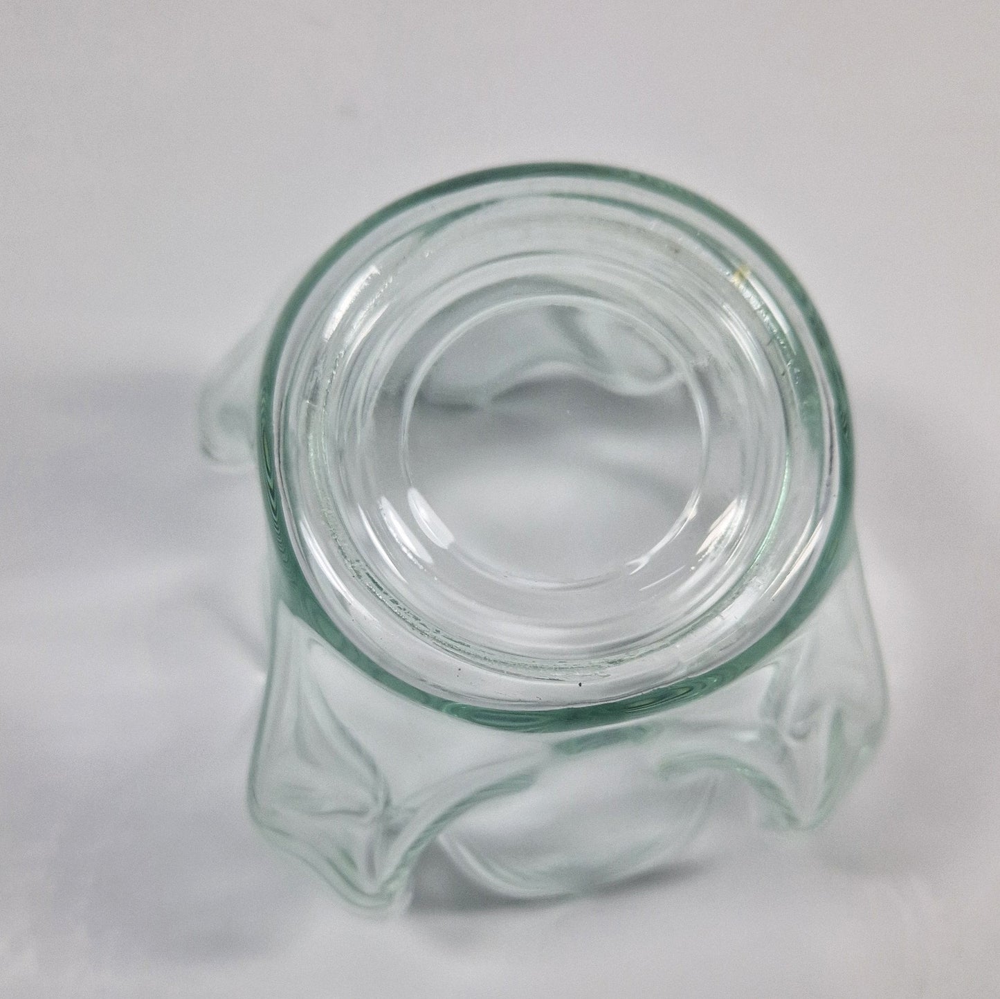 Green Tinted Art Glass Posy Vase: Bud Pockets, Votive Candle Holder, c1970s