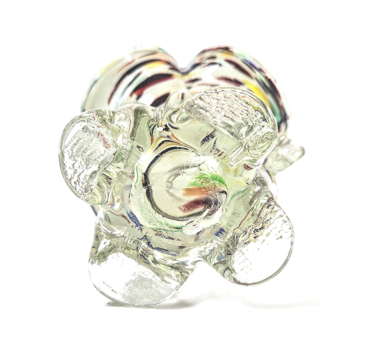 Vintage Victorian Style Romanian Glass Basket with Handle. Spattered Design , Posy Vase. c1960s