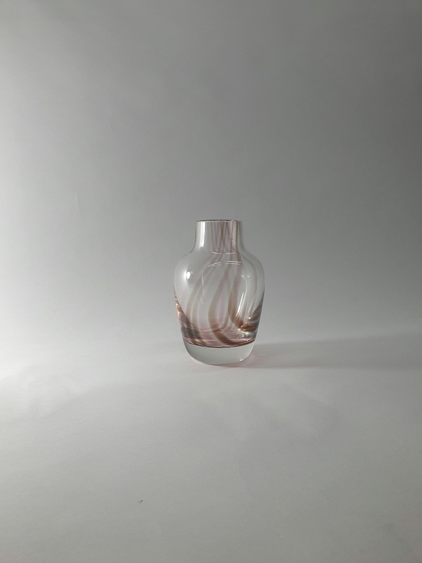 Vintage Caithness Oban Glass Bud Vase: Pink & Brown Heather Stripes, 1960s