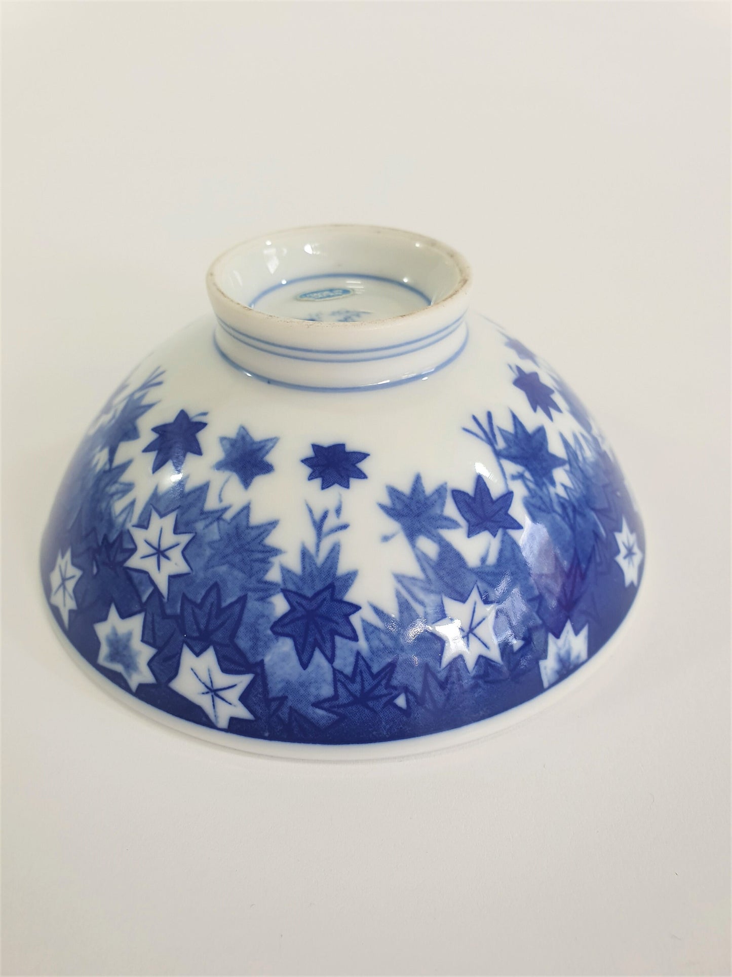 Vintage Japanese Porcelain Rice Bowls: Floral & Maple Leaf Design