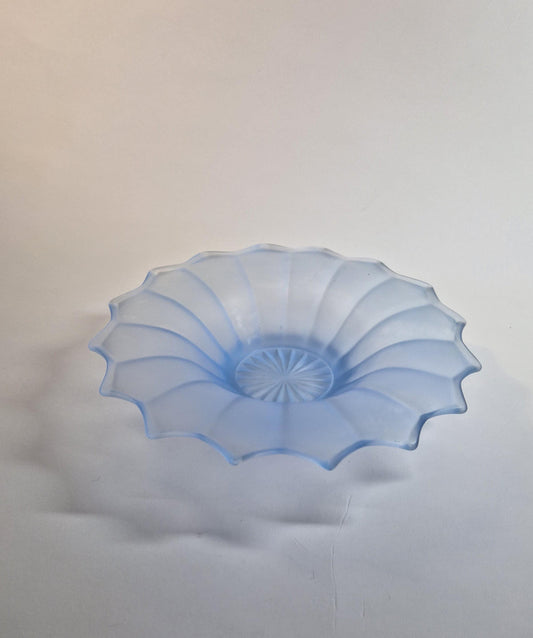 Blue Ankerglas Bernsdorf Frosted Glass Bowl. Art Deco 1937-8