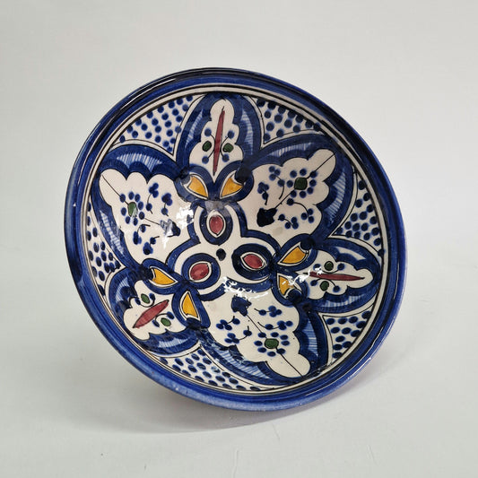 Vintage Safi Bowl: Hand-Painted Moroccan Arabesque Pottery