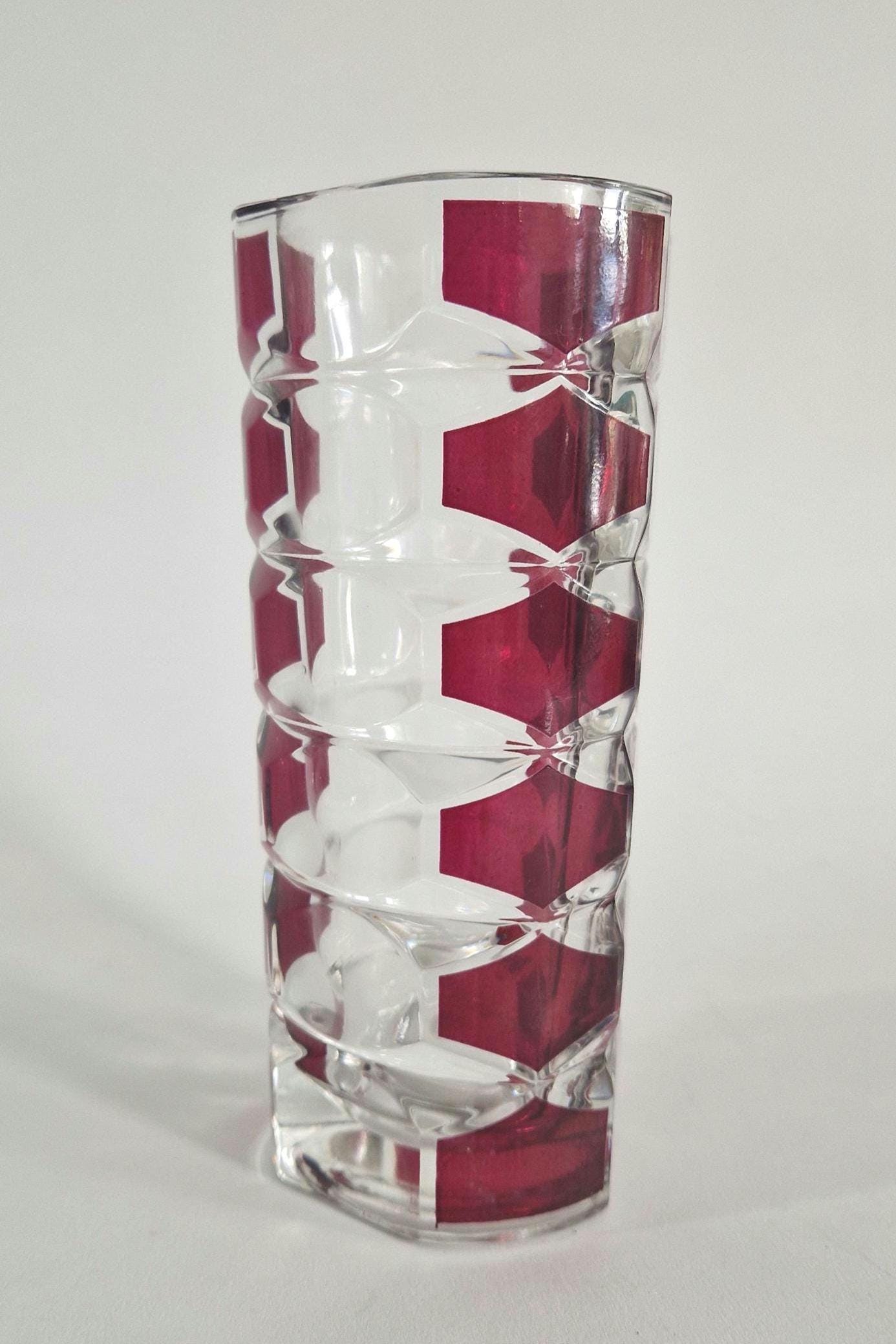 Mid Century Red and Clear Art Glass Vase. JG Durand, France. c1960s