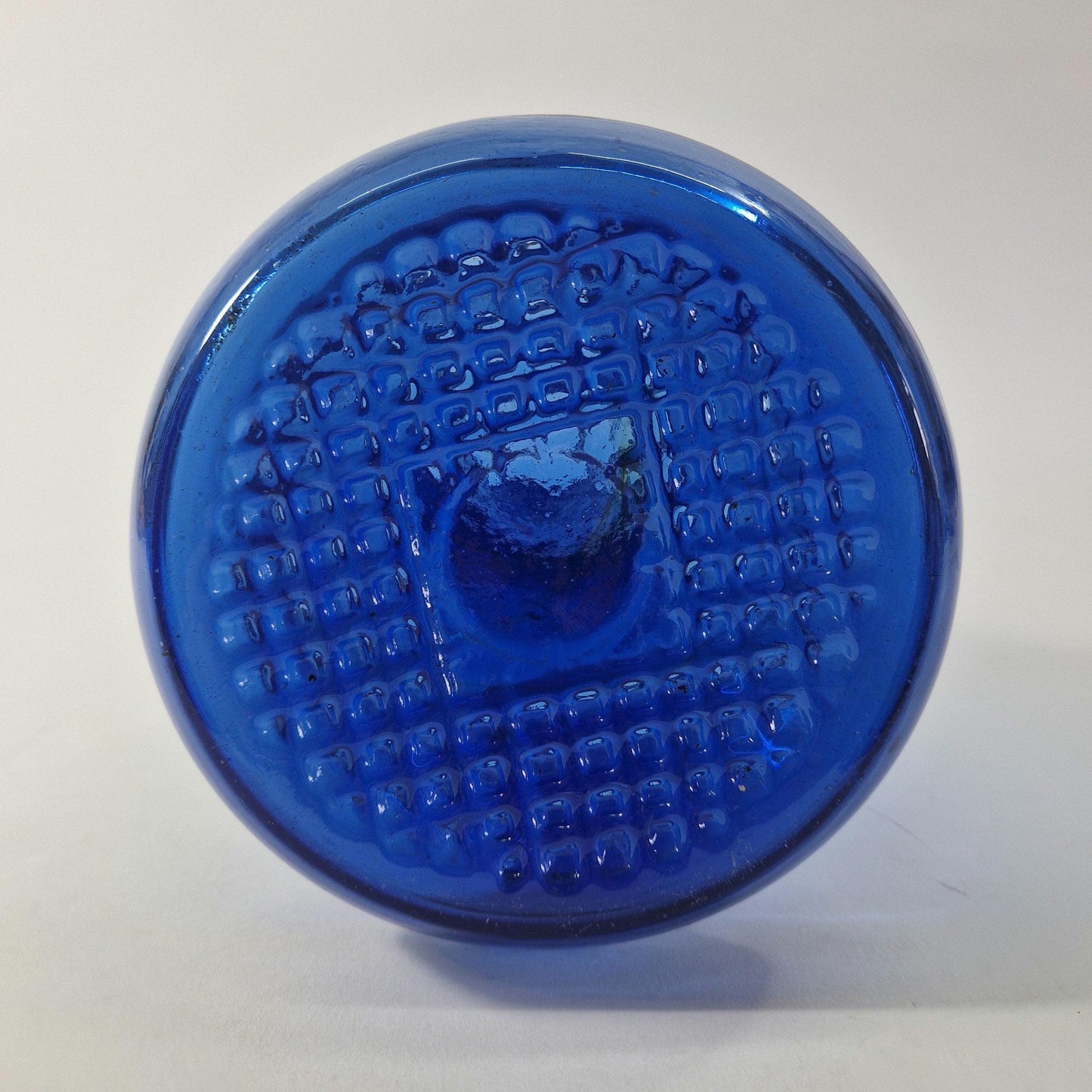 Vintage Turkish Cobalt Blue Glass Hookah Bottle. c1990s