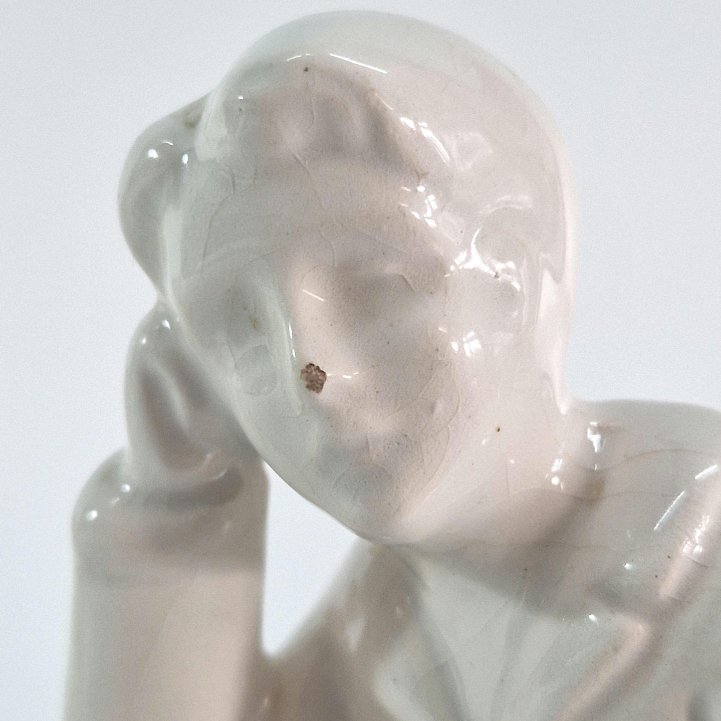 1930s Ornaments.  Jugendstil Children Bookend and German Thinking Man Bookend. Collectibles.  Ideal Stage props.