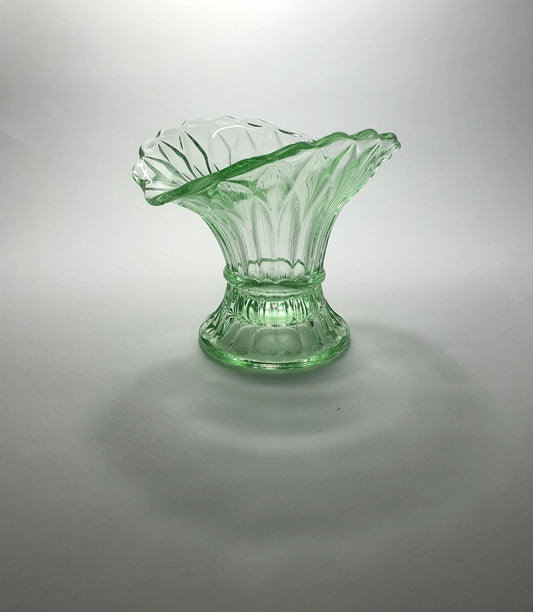 1930s Bagley Glass Green 'Wheatsheaf' Posy Vase.