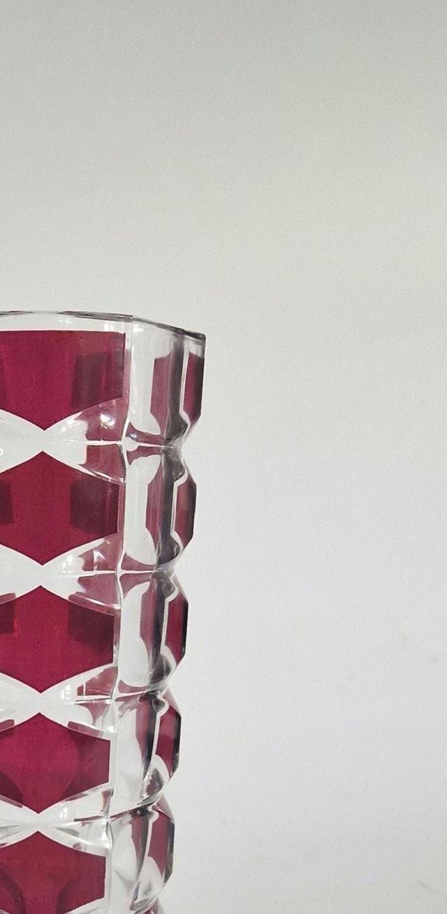 Mid Century Red and Clear  Art Glass Vase. JG Durand, France. c1960s