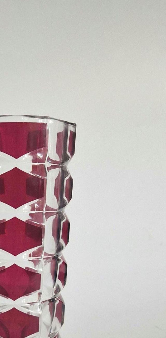 Mid Century Red and Clear  Art Glass Vase. JG Durand, France. c1960s