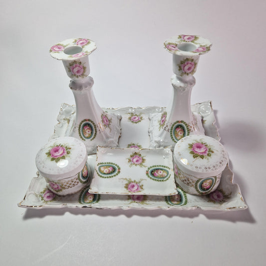 Charming Vintage Rosenthal China Vanity Set, with Rosebuds
