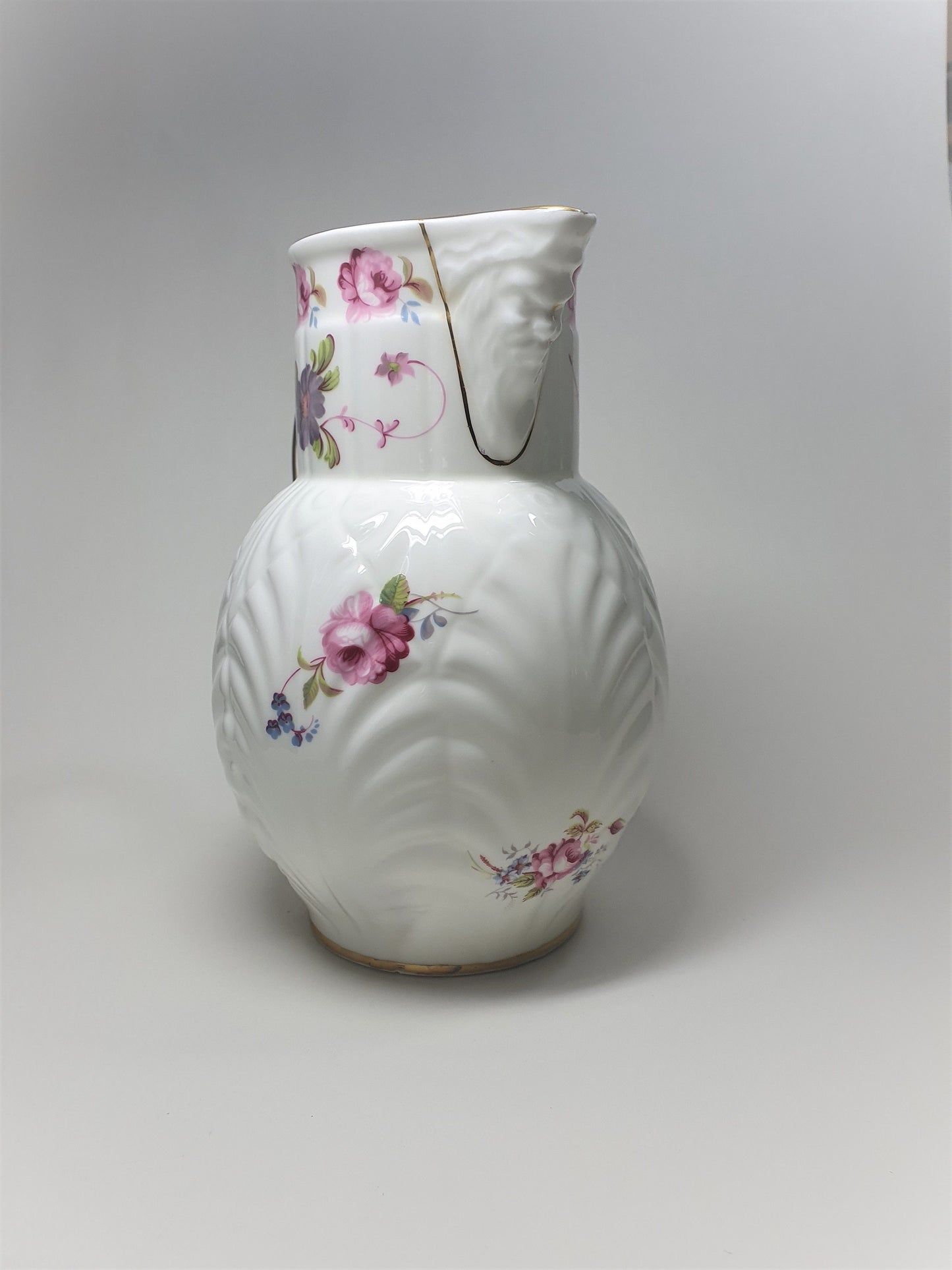 Vintage Coalport Bone China Jug: Mask Head Spout, Floral Design, Gold Rim (c1979)