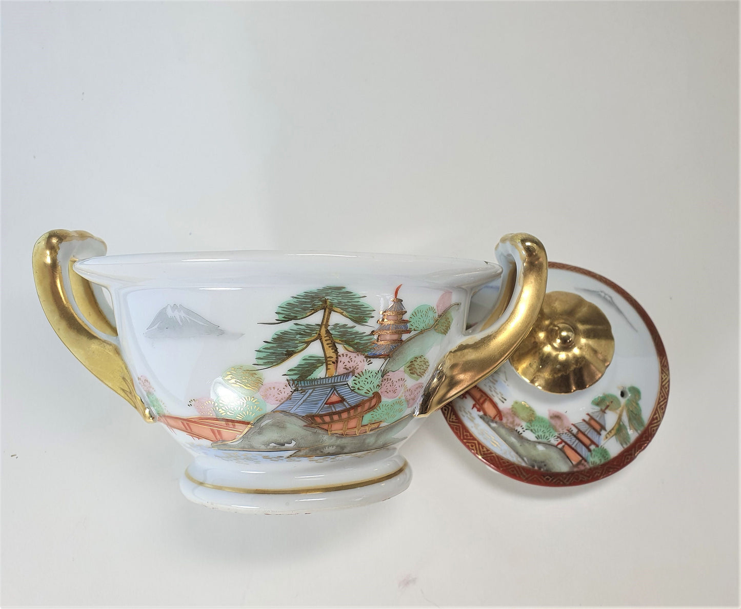 Japanese Sugar Bowl, Mid Century, Kitani, Noritake Style, Vintage, 1960's