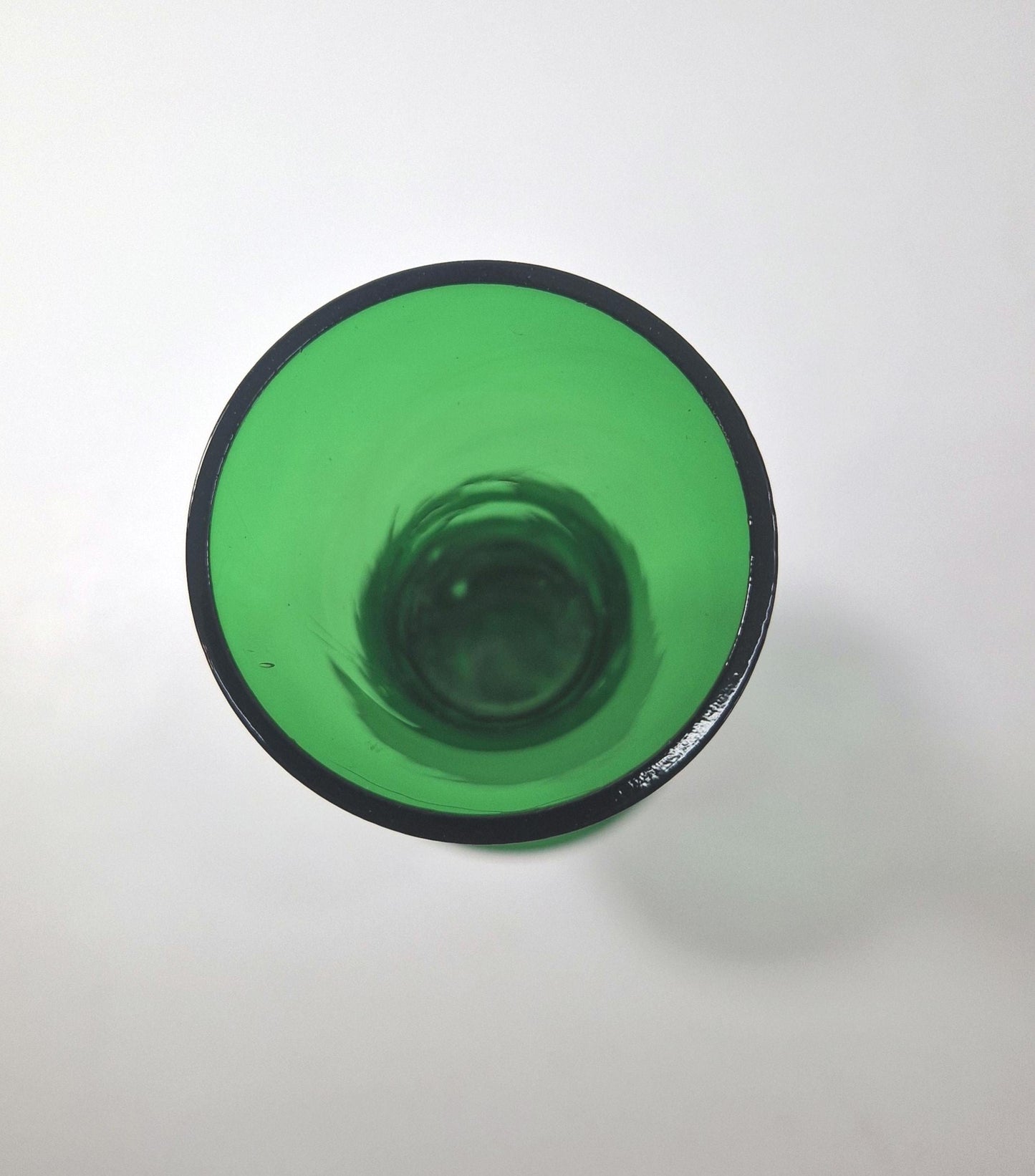 1960s Green Glass Fluted Vase with Clear Spiral Stem and Base. Mid Century Modern.