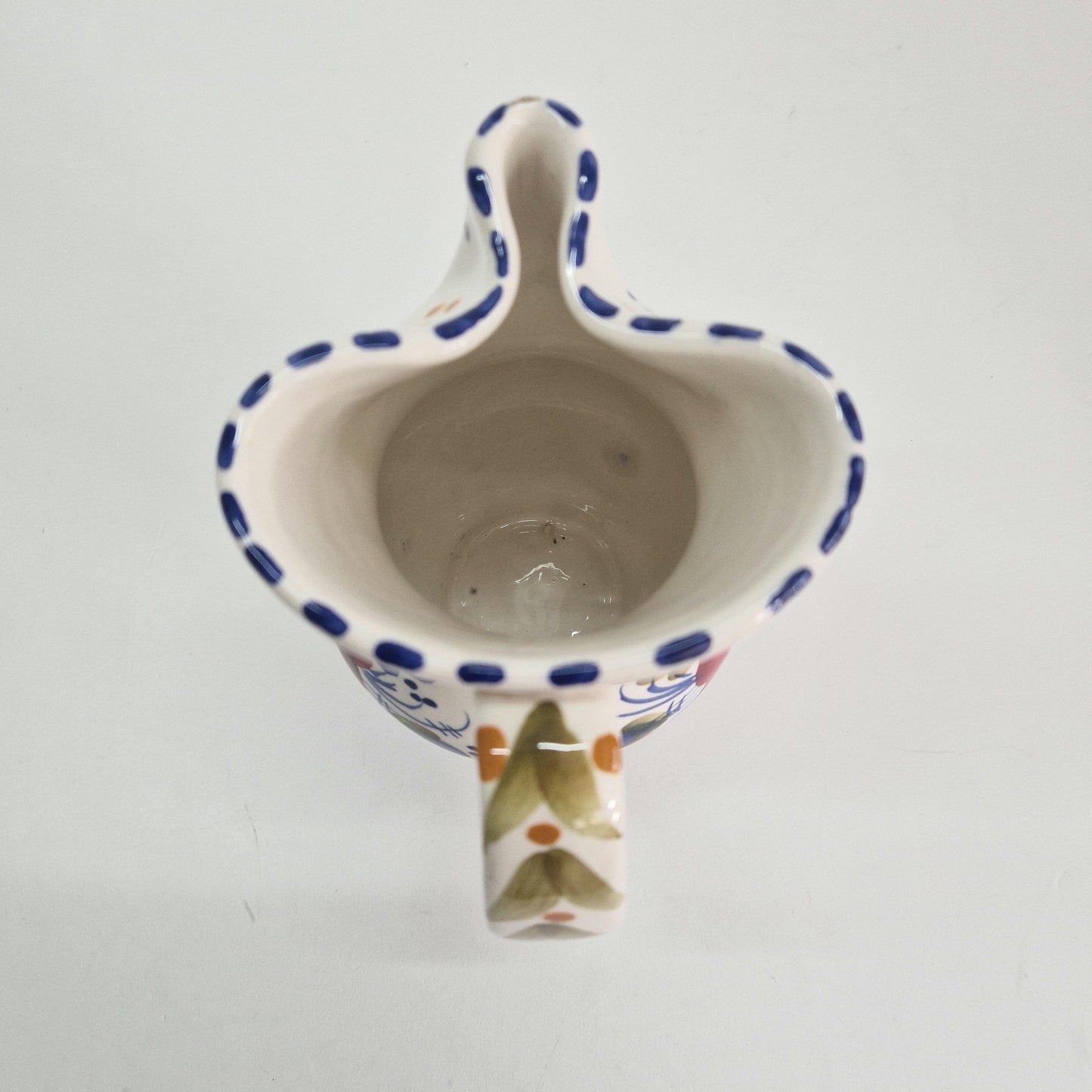 Vintage Benjamin Catalan Milk Jug with Pinched Spout, Hand-painted Flowers and Patterns. c1970s