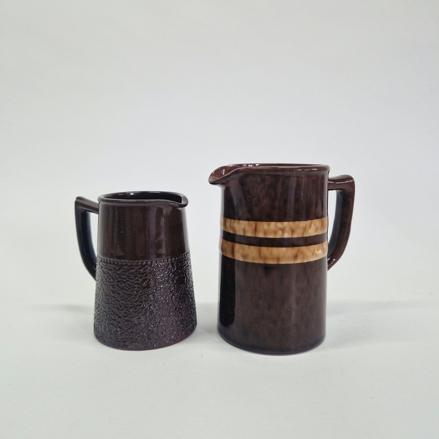 2 Vintage Brown Milk Jugs,  Gibson's and  Ellgreave, Both Produced in the 1950s