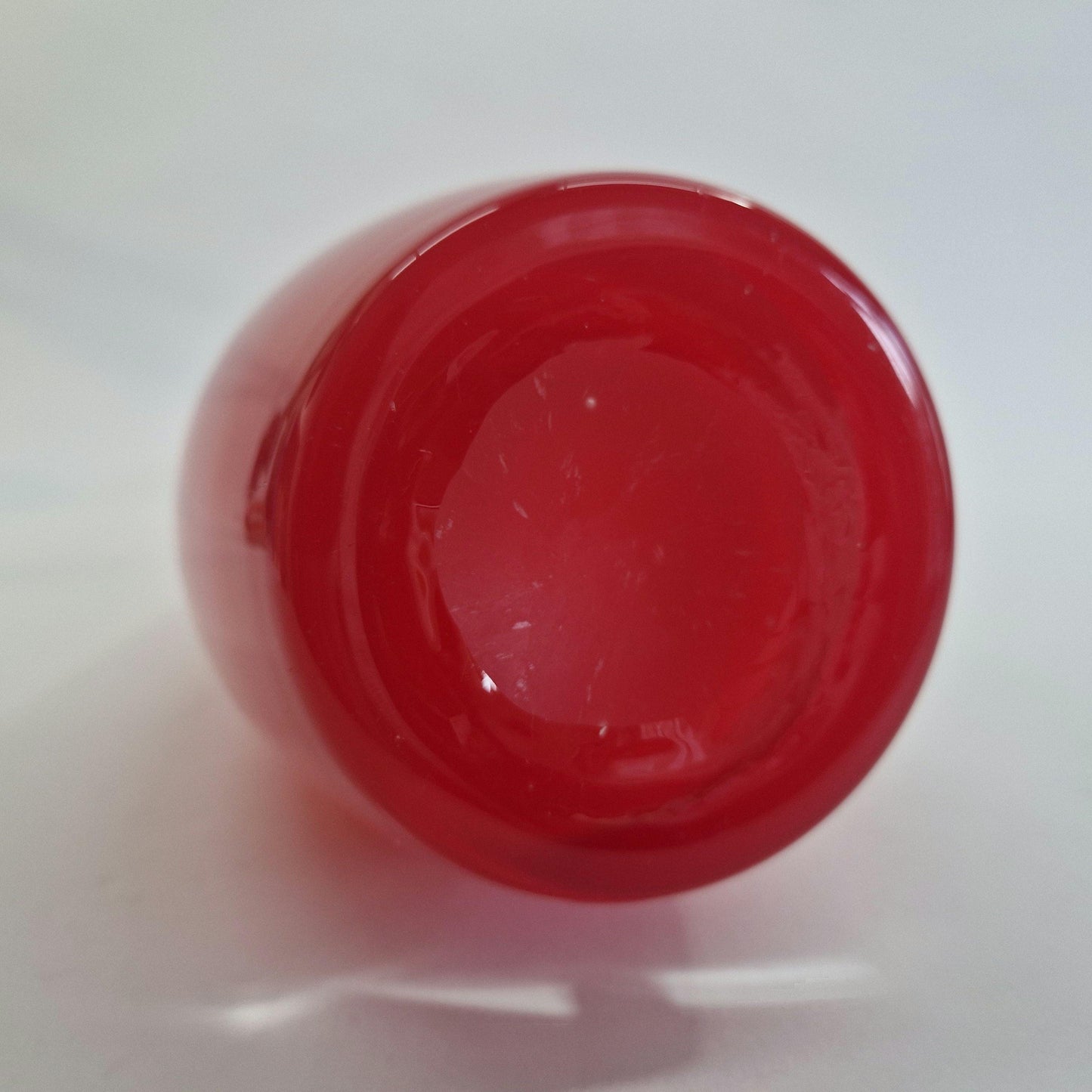 Tall Red Opaque Glass Vase: Mid-Century Murano Art Glass