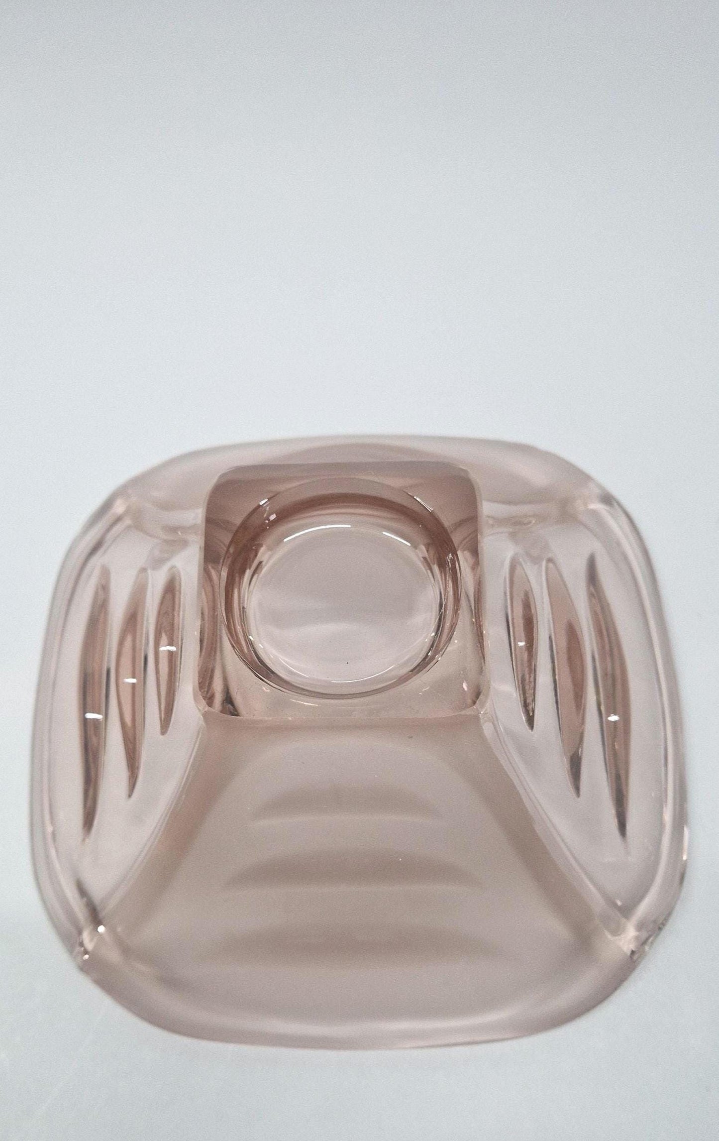 Vintage Mid Century Sklo Union Glass Draped Bowl Vase with Glass Frog.  3rd Anniversary Gift.  1960s