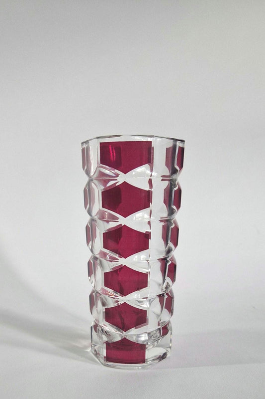 Mid Century Red and Clear  Art Glass Vase. JG Durand, France. c1960s