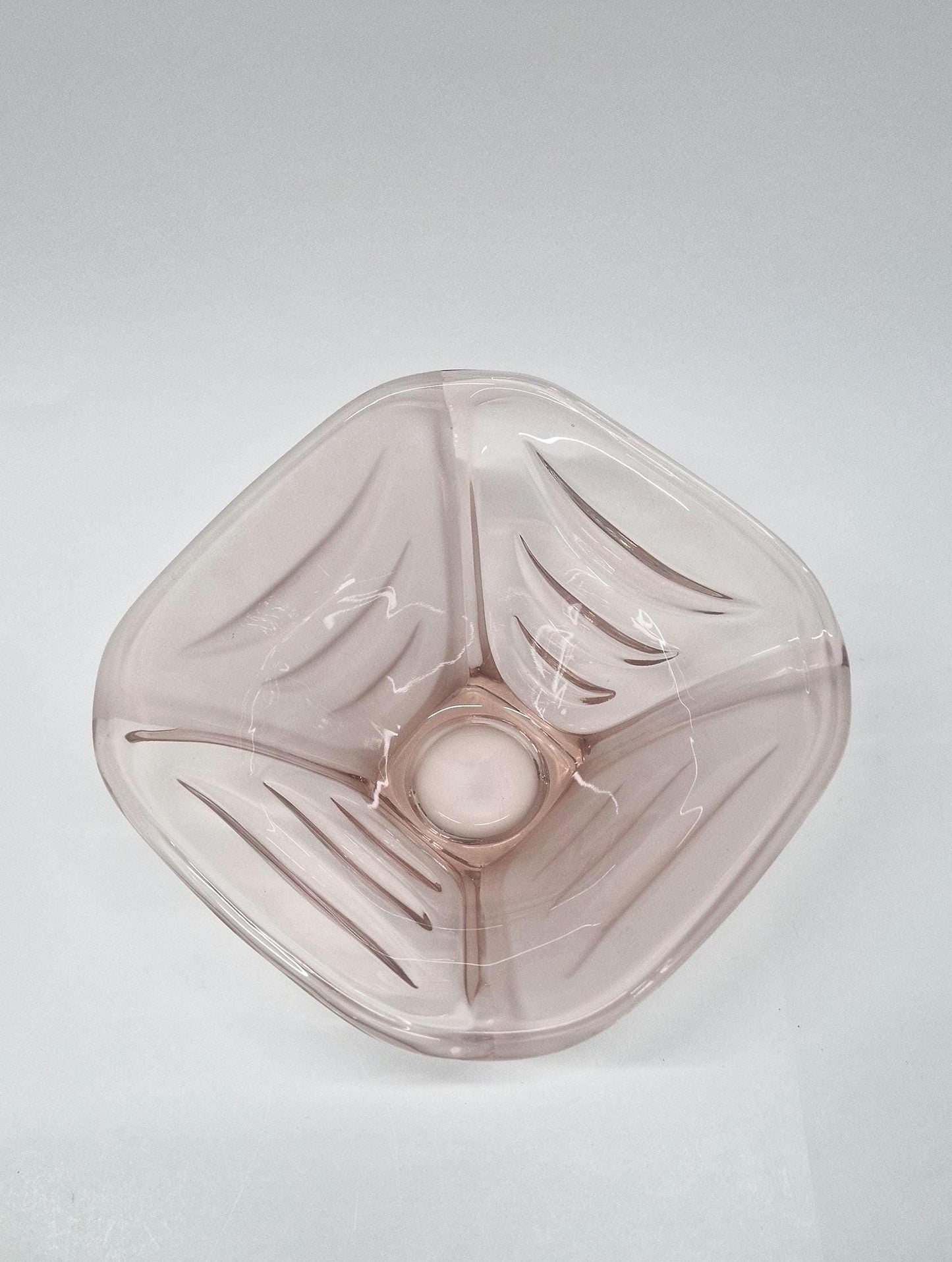 Vintage Mid Century Sklo Union Glass Draped Bowl Vase with Glass Frog.  3rd Anniversary Gift.  1960s