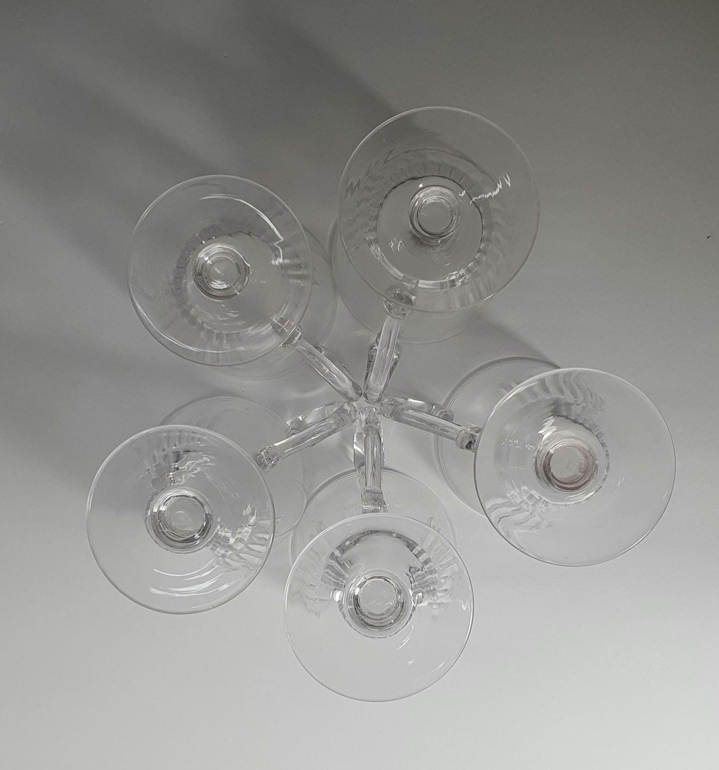 Victorian Blaze Cut Crystal Glass Custard Cups with Handles. Set of 5