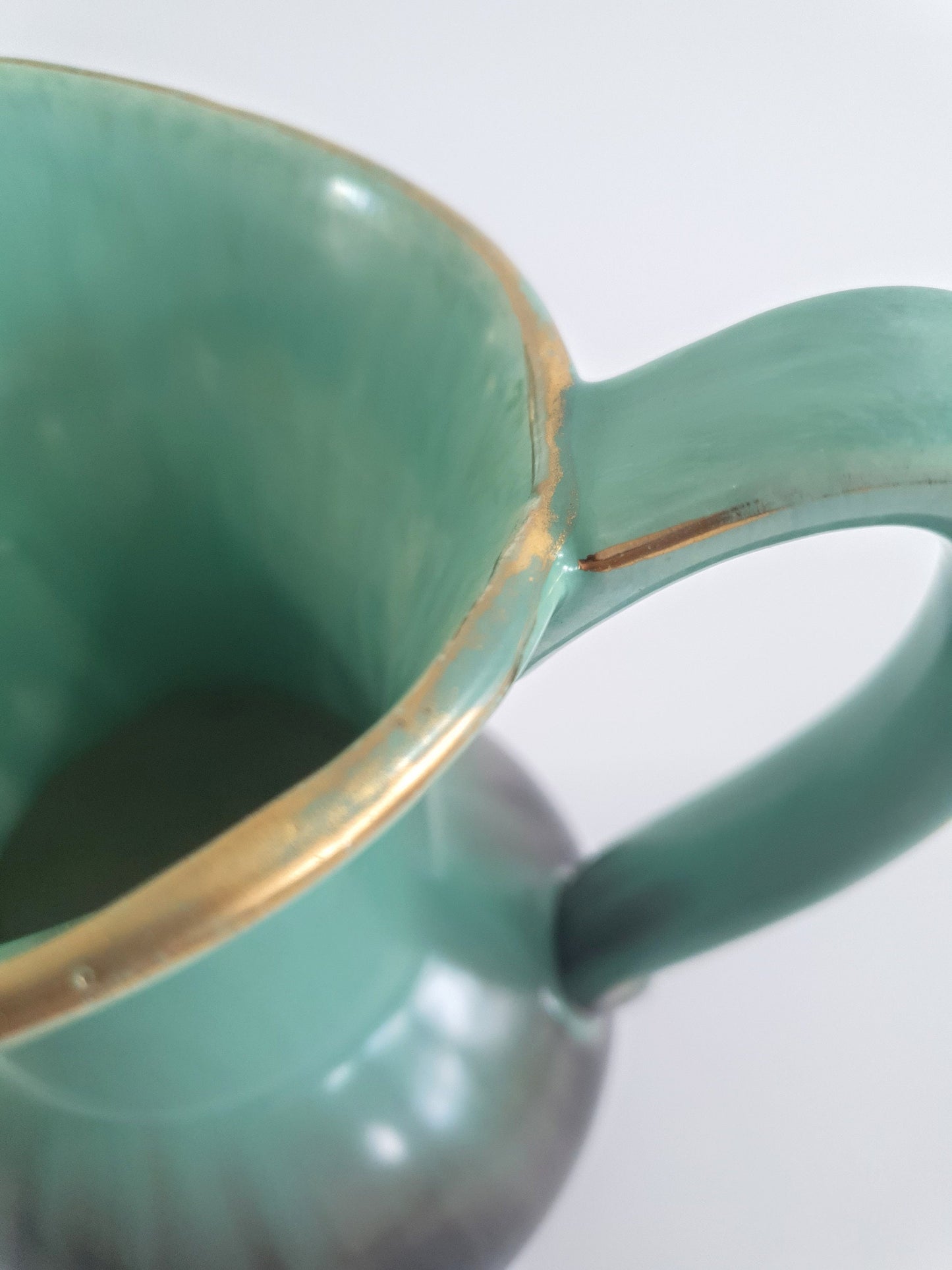 Vintage West Germany Art Pottery. Brown-Green Dripware Jug. c1980's