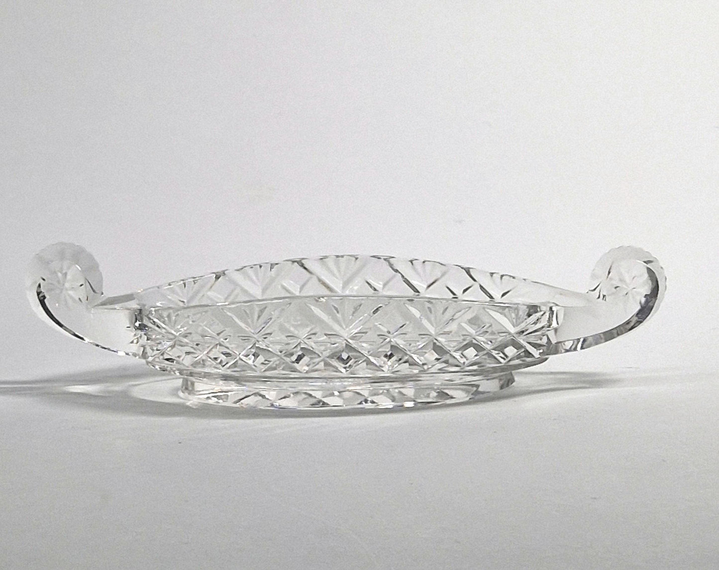 Inspired by Nordic Vikings. Small Crystal Cut Glass Trinket dish. Late 20th Century.