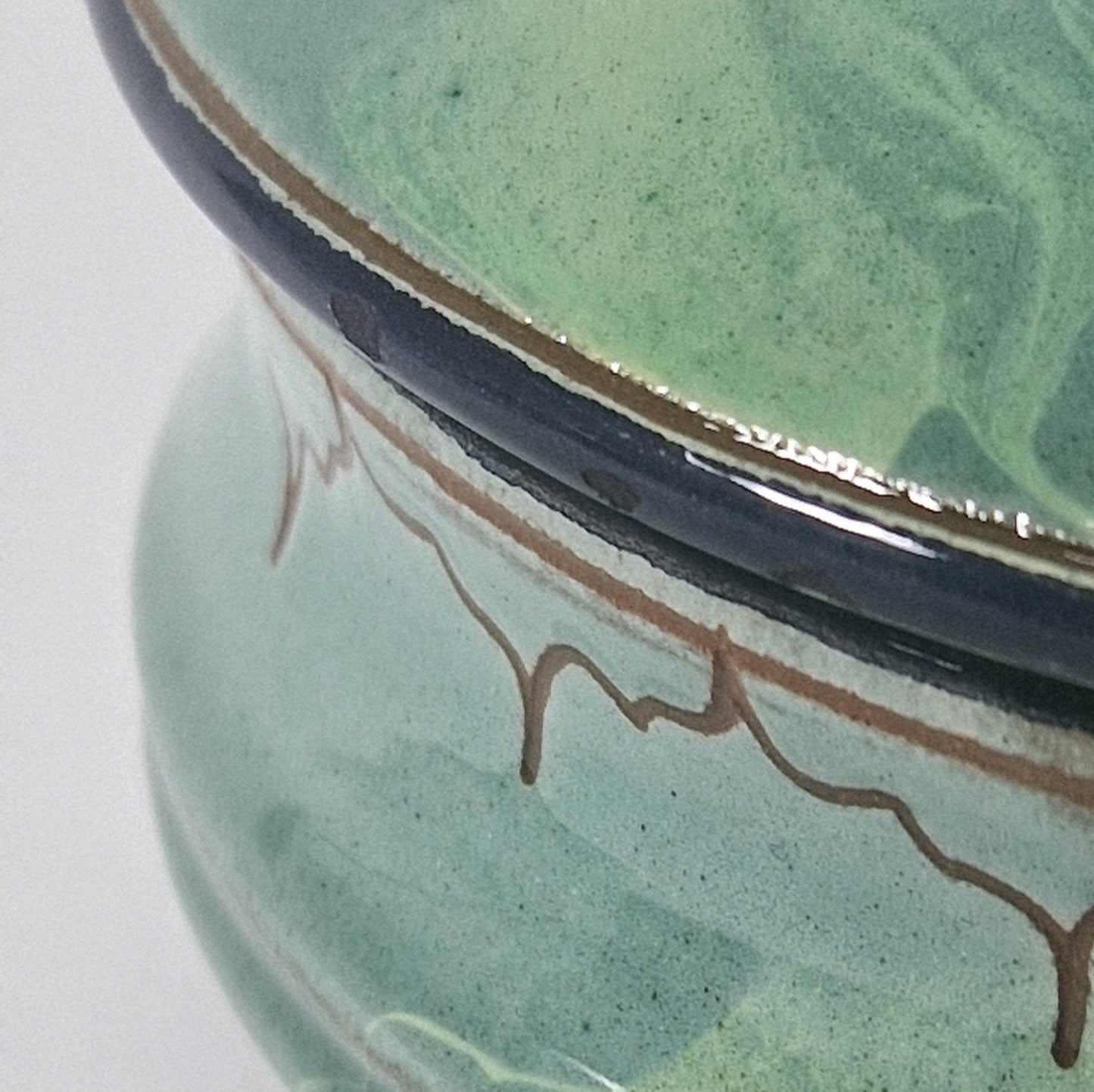 Vintage Italian Ceramic Jewellery Box with Lid, Hand-Painted. Pottery Signed. c 1985-90