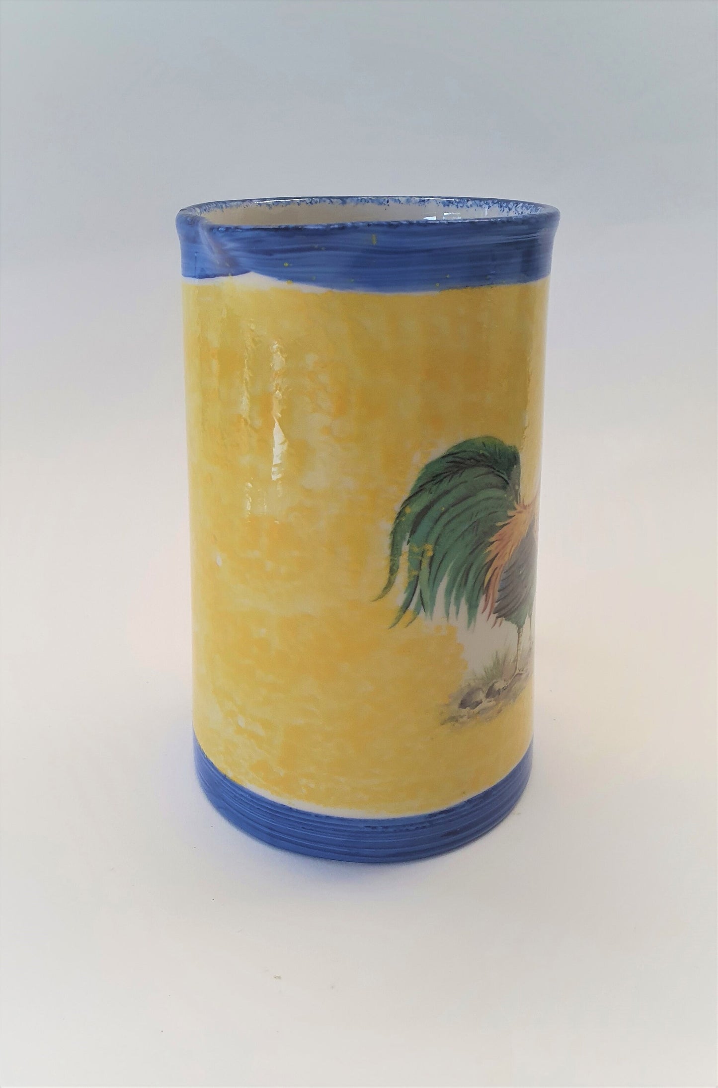 Vintage Cockerel Jug: Yellow & Blue Country Kitchen Pitcher, Made in England