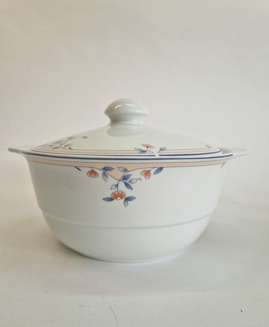 Vintage Princess House Porcelain Serving Set: Melody Tureens, Pie Dish, Gravy Boat
