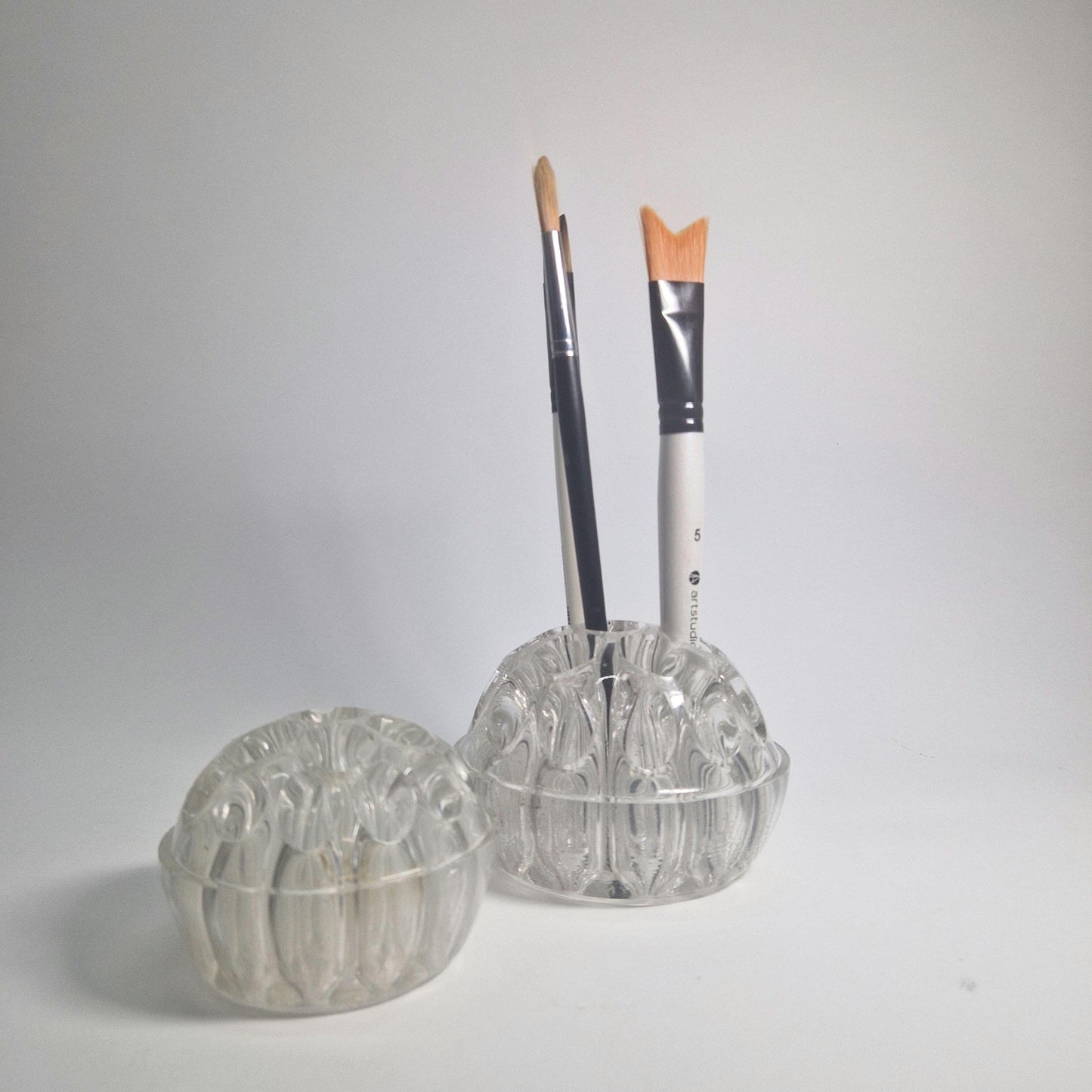 Vintage Clear Glass Florist Frogs. Ideal for Artist Paintbrushes & Pencil Holders