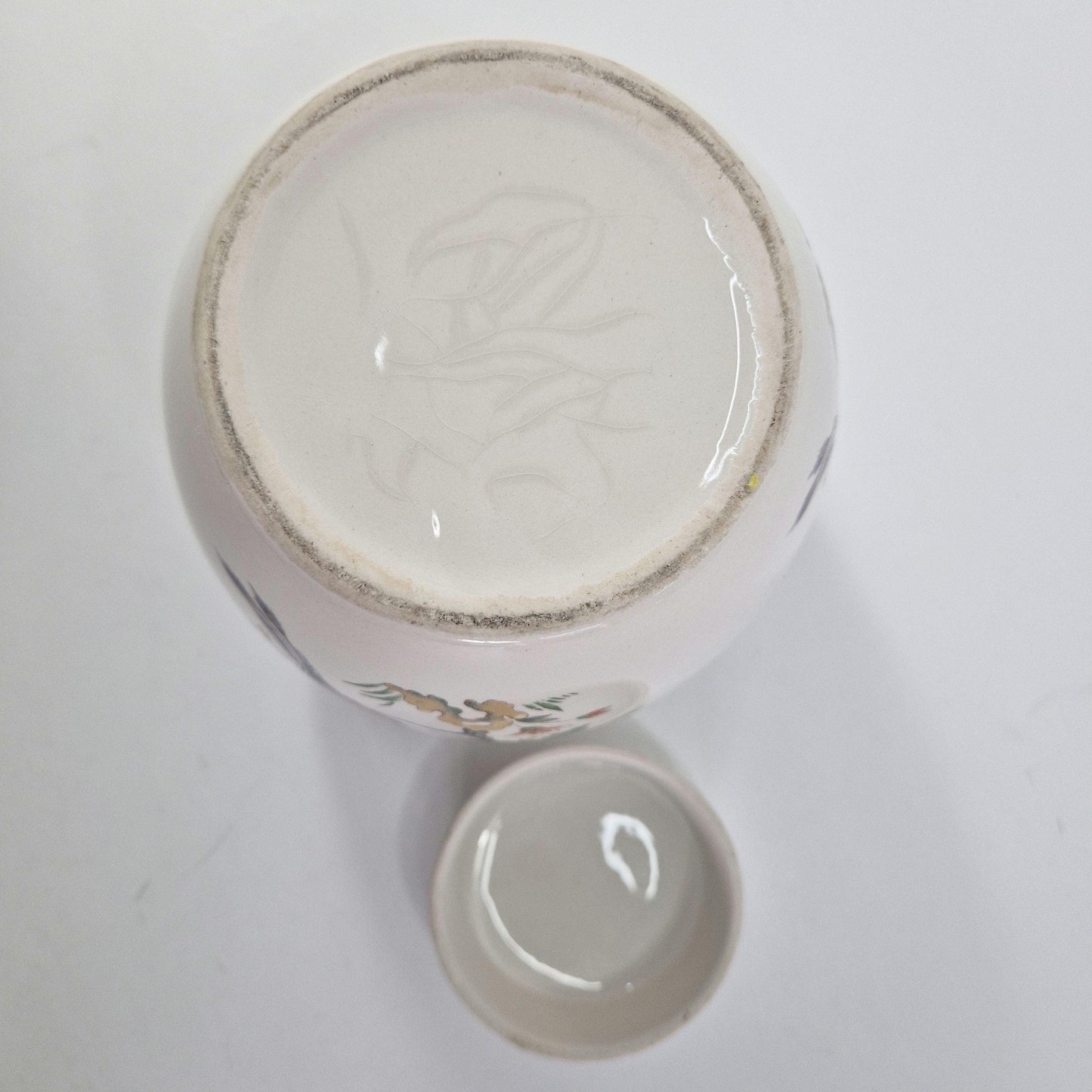 Large Vintage Ginger Jar with Bird of Paradise on Blossom Branch. Burleigh Ironstone. c1940