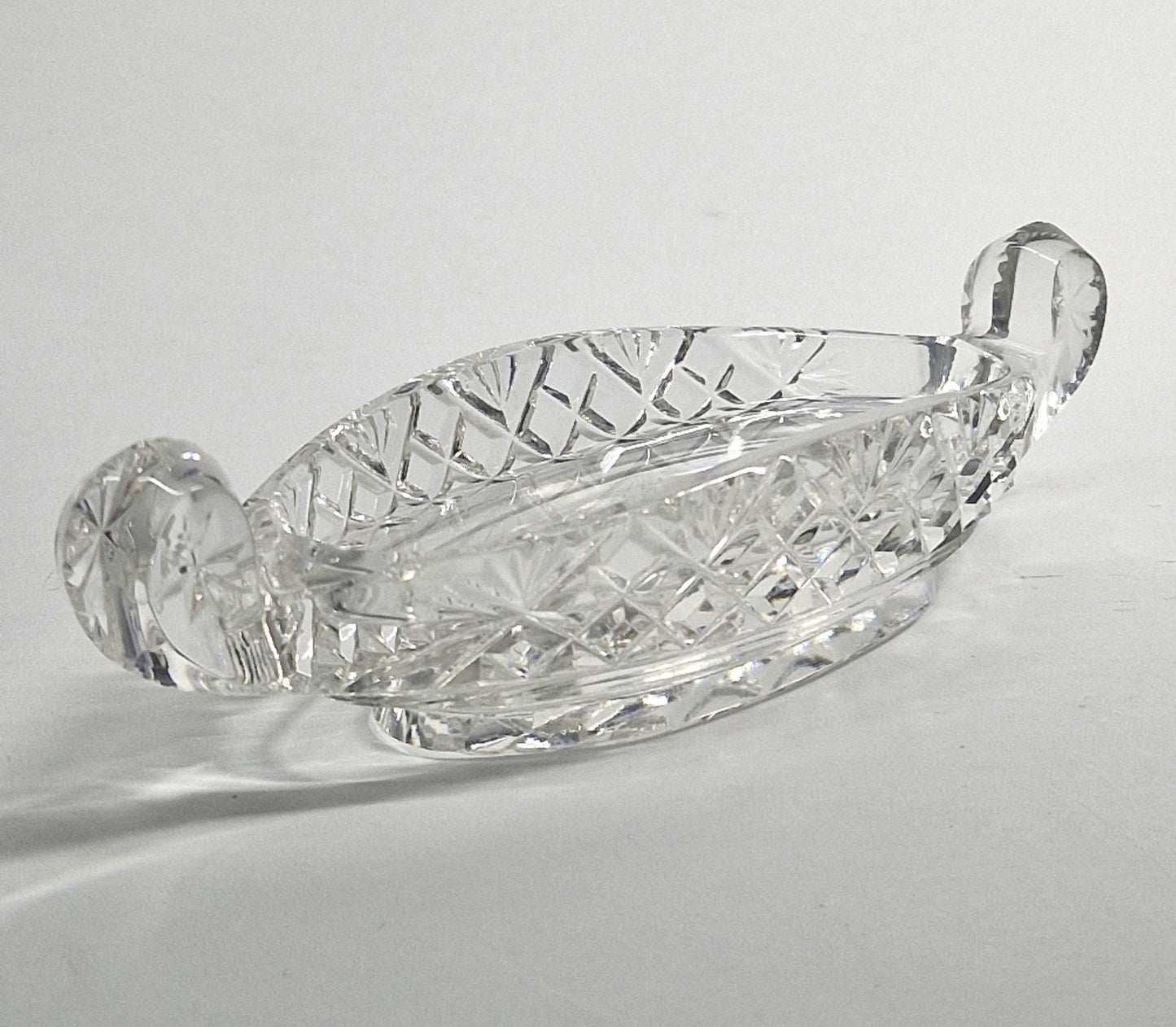 Inspired by Nordic Vikings. Small Crystal Cut Glass Trinket dish. Late 20th Century.