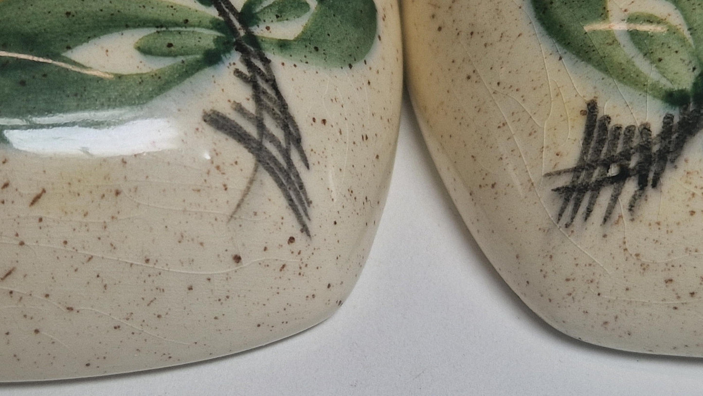 Vintage Majolika Heart Wall Planters: Hand-Painted Floral Porcelain, Schramberg SMF