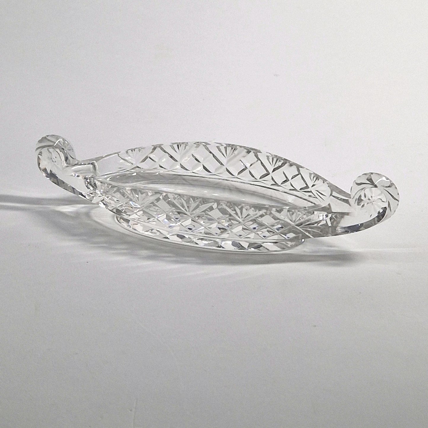 Inspired by Nordic Vikings. Small Crystal Cut Glass Trinket dish. Late 20th Century.