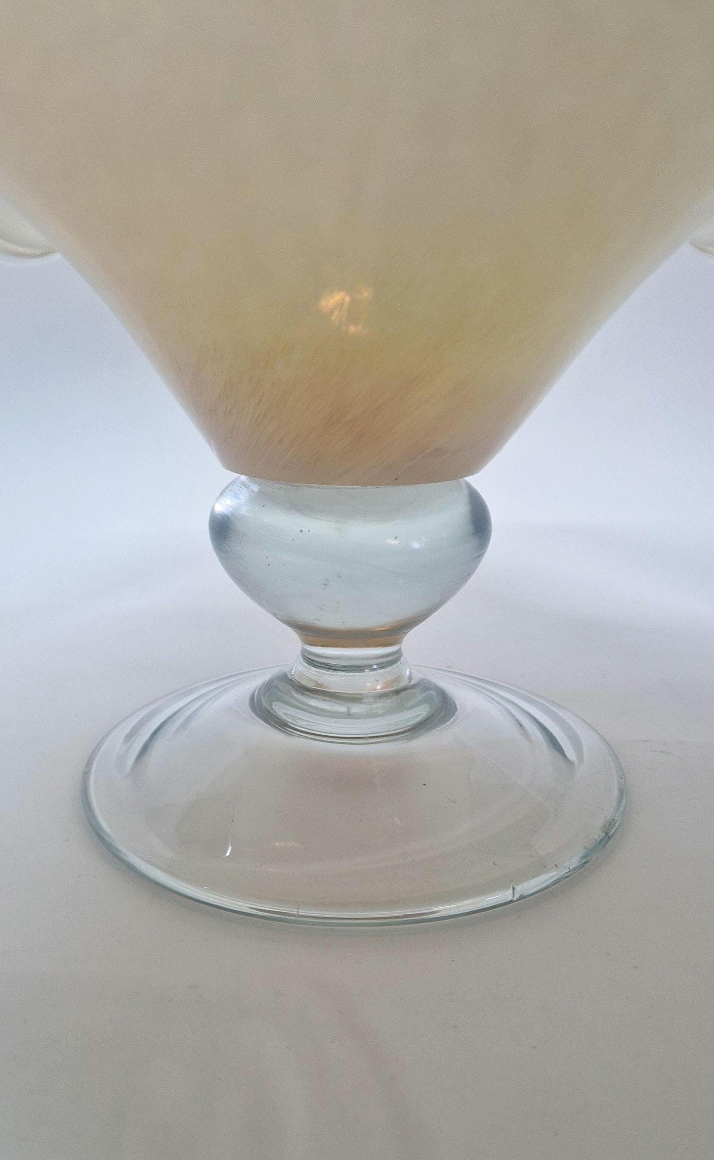 Vintage Wavy Pearlescent Glass Bowl, attributed to Tomarro, Murano Glass.