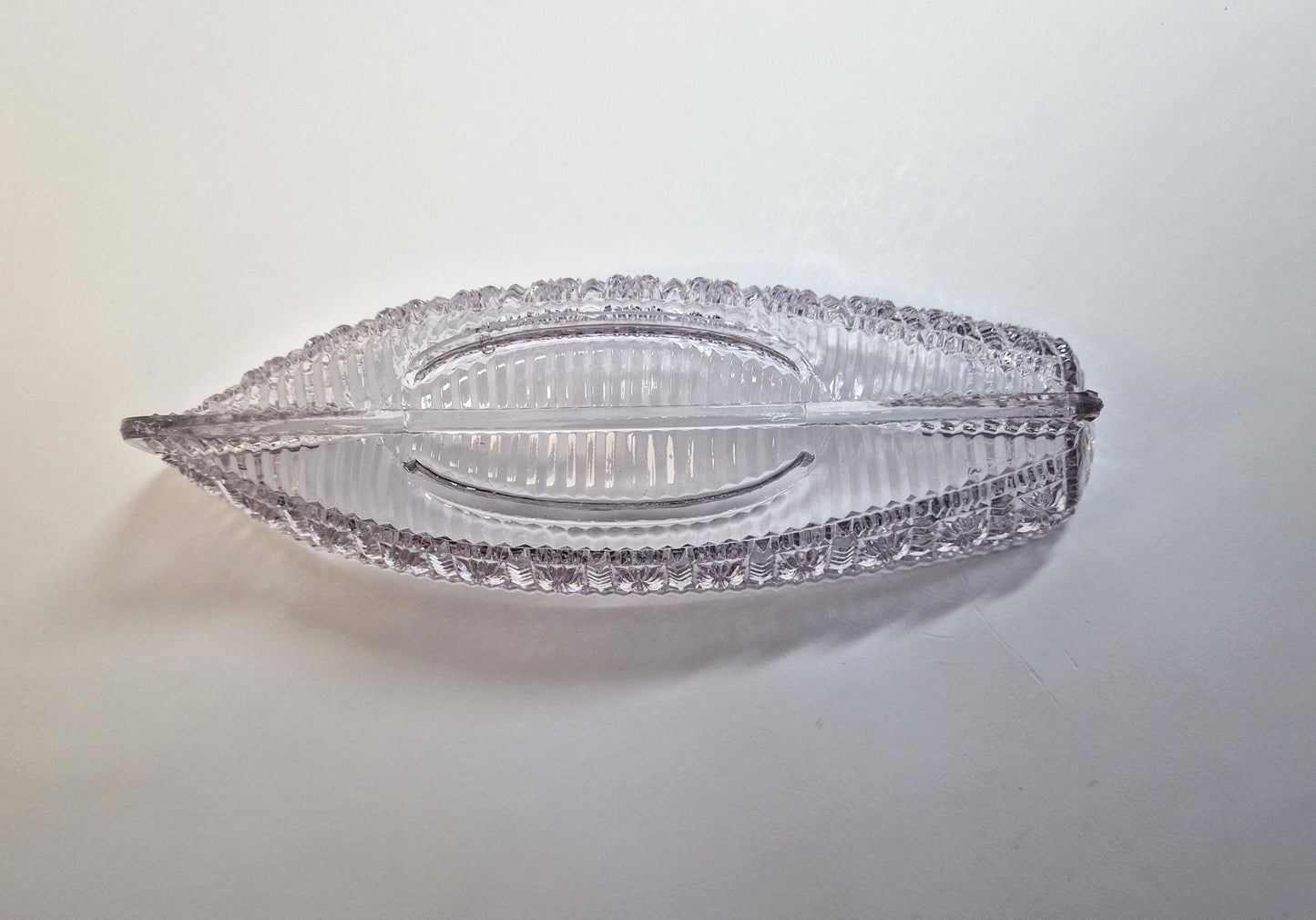 Sowerby Glass Daisy Block Row Boat, Hint of Pink Glass with Flower Blocks. c1886