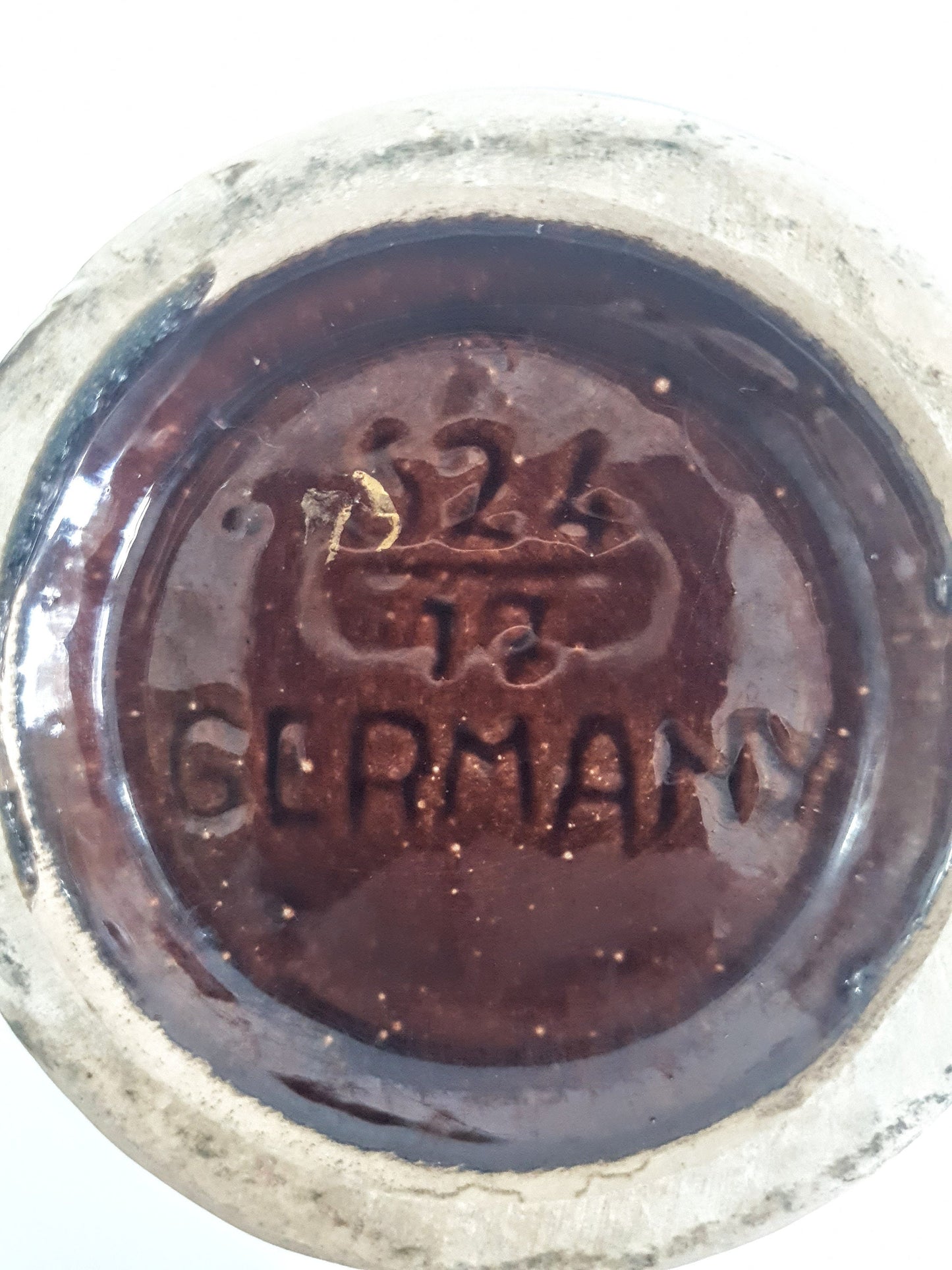 Vintage West Germany Art Pottery. Brown-Green Dripware Jug. c1980's