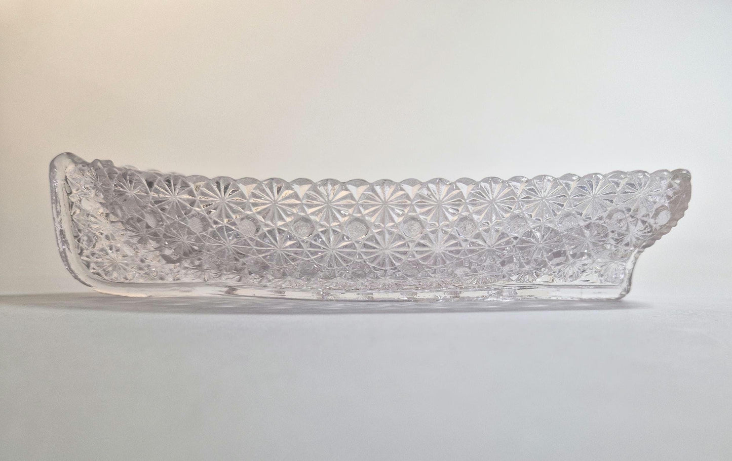 Vintage Art Nouveau Glass Celery Boats: Daisy & Dot Design, Set of 3
