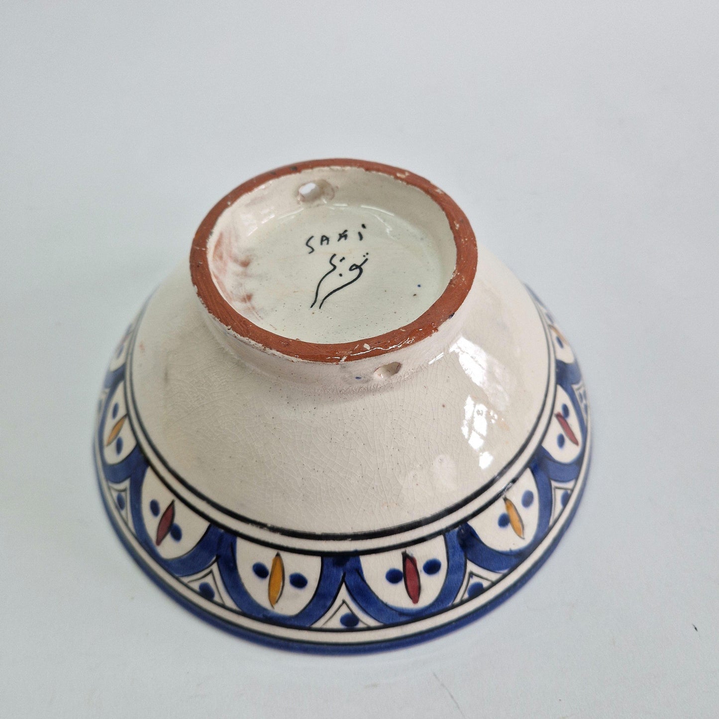 Vintage Safi Bowl: Hand-Painted Moroccan Arabesque Pottery
