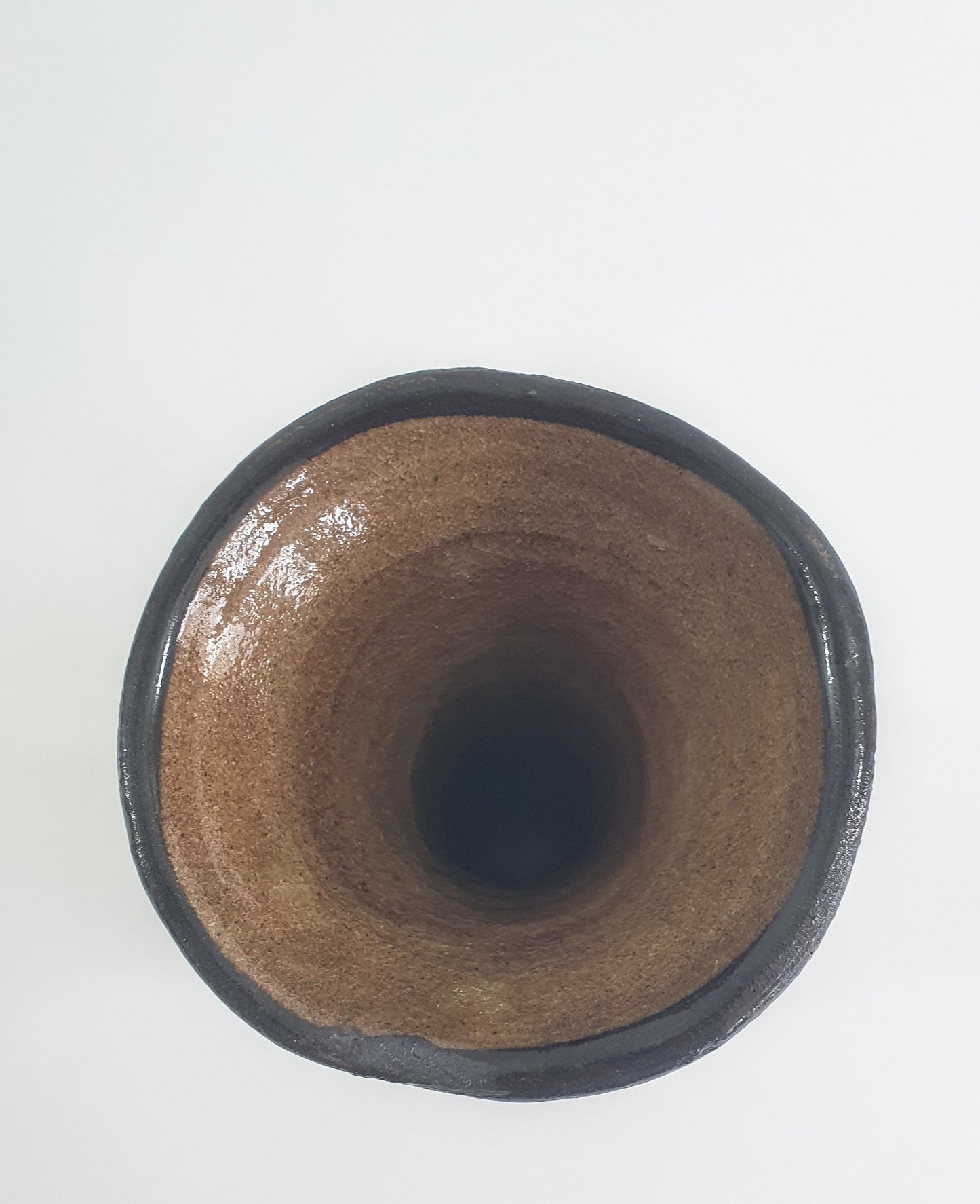 Vintage Jeremy Leach Tenmoku Pottery Vase: Moorlands Brown Leaf Design