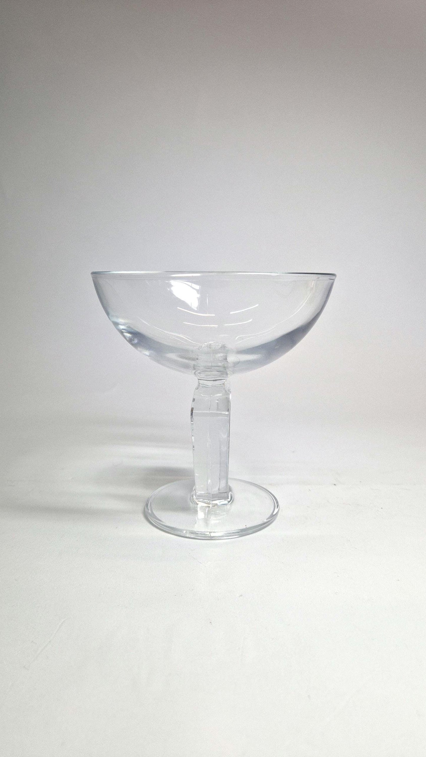 Vintage Cristal d’Arques-Durand Gaufrette Champagne Glass with Geometric Stem. c 2000s