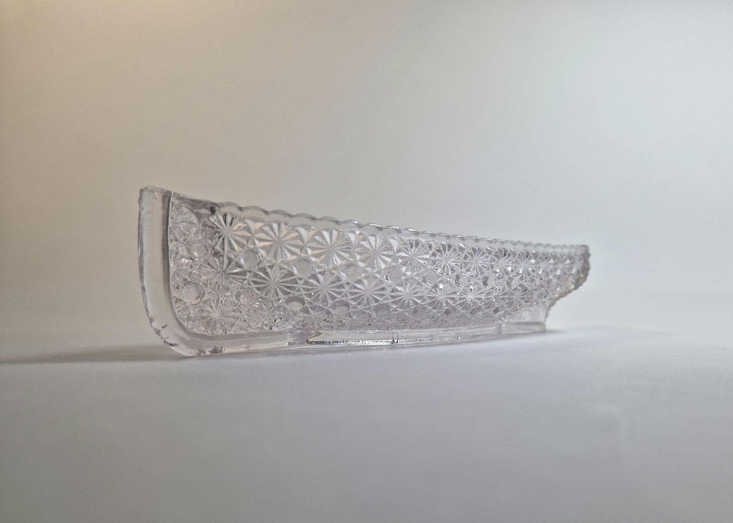 Vintage Art Nouveau Glass Celery Boats: Daisy & Dot Design, Set of 3