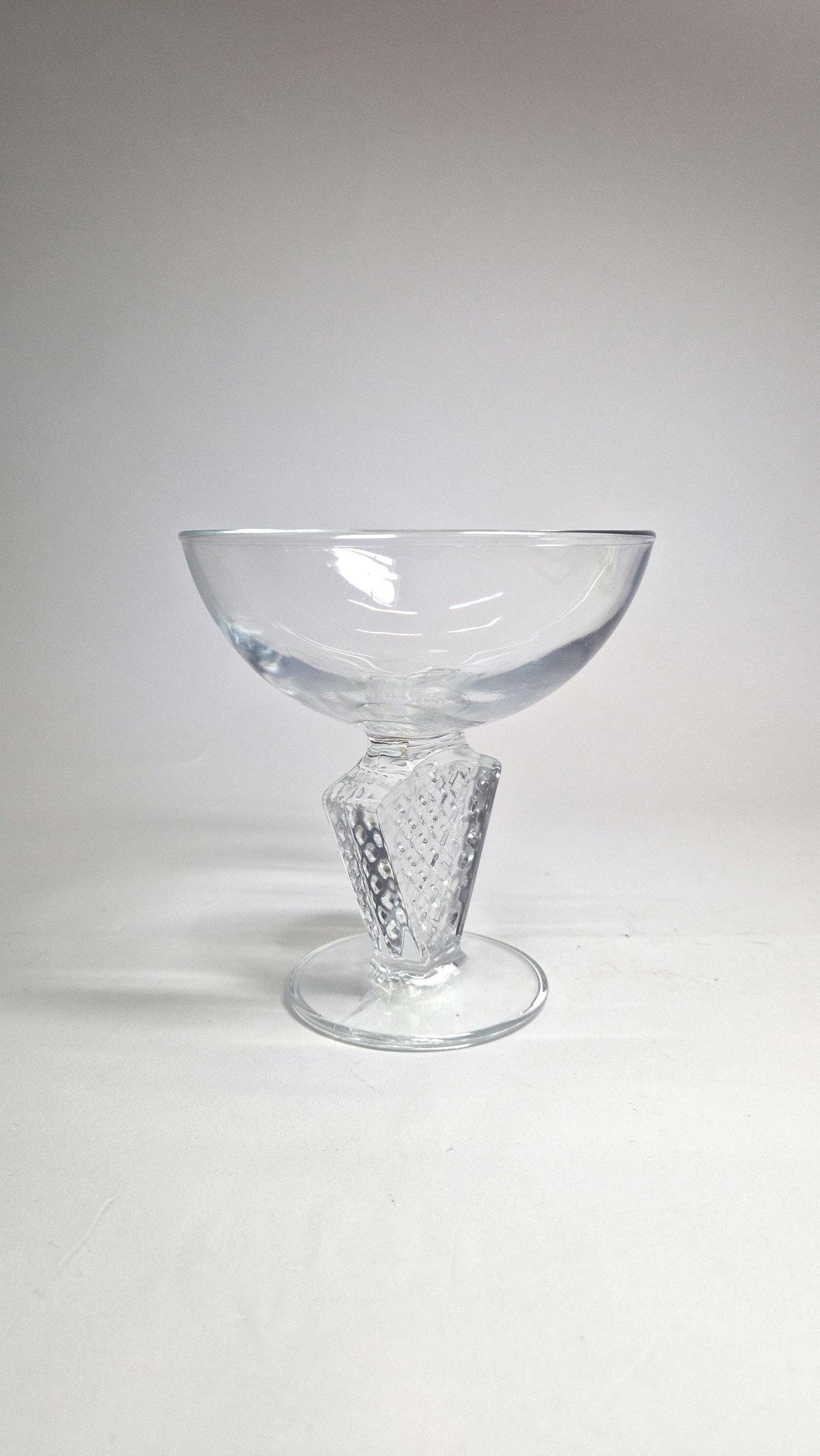 Vintage Cristal d’Arques-Durand Gaufrette Champagne Glass with Geometric Stem. c 2000s