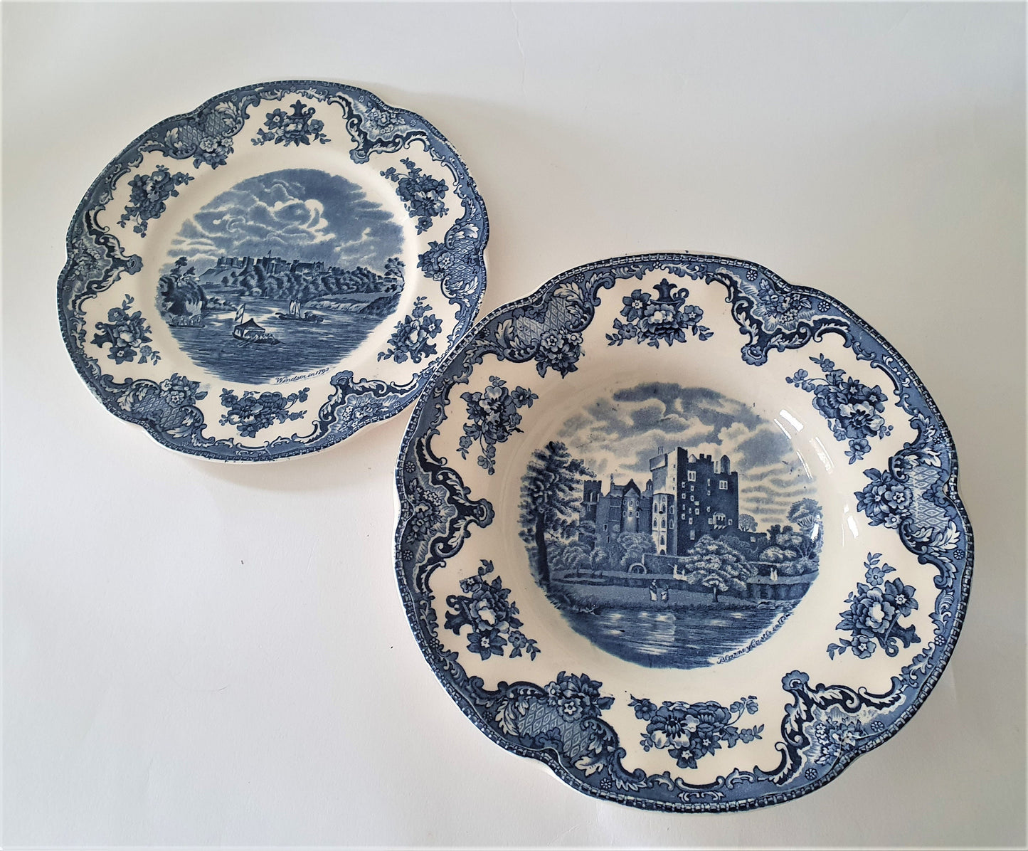 Vintage Johnson Bros Old Britain Castles Plate Set: 1930s Windsor & Blarney Castle