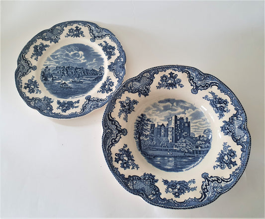 Vintage Johnson Bros Old Britain Castles Plate Set: 1930s Windsor & Blarney Castle