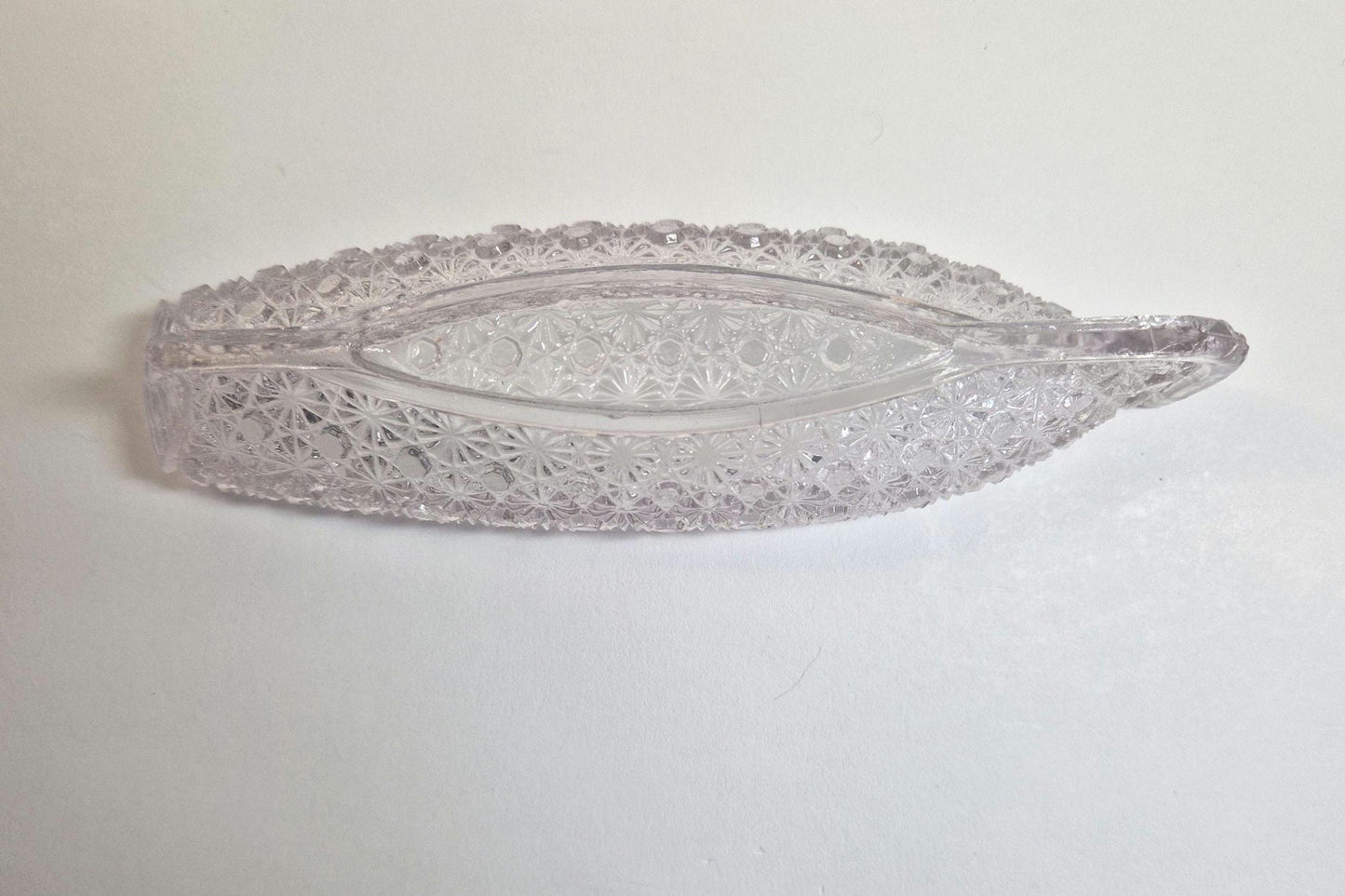 Vintage Art Nouveau Glass Celery Boats: Daisy & Dot Design, Set of 3