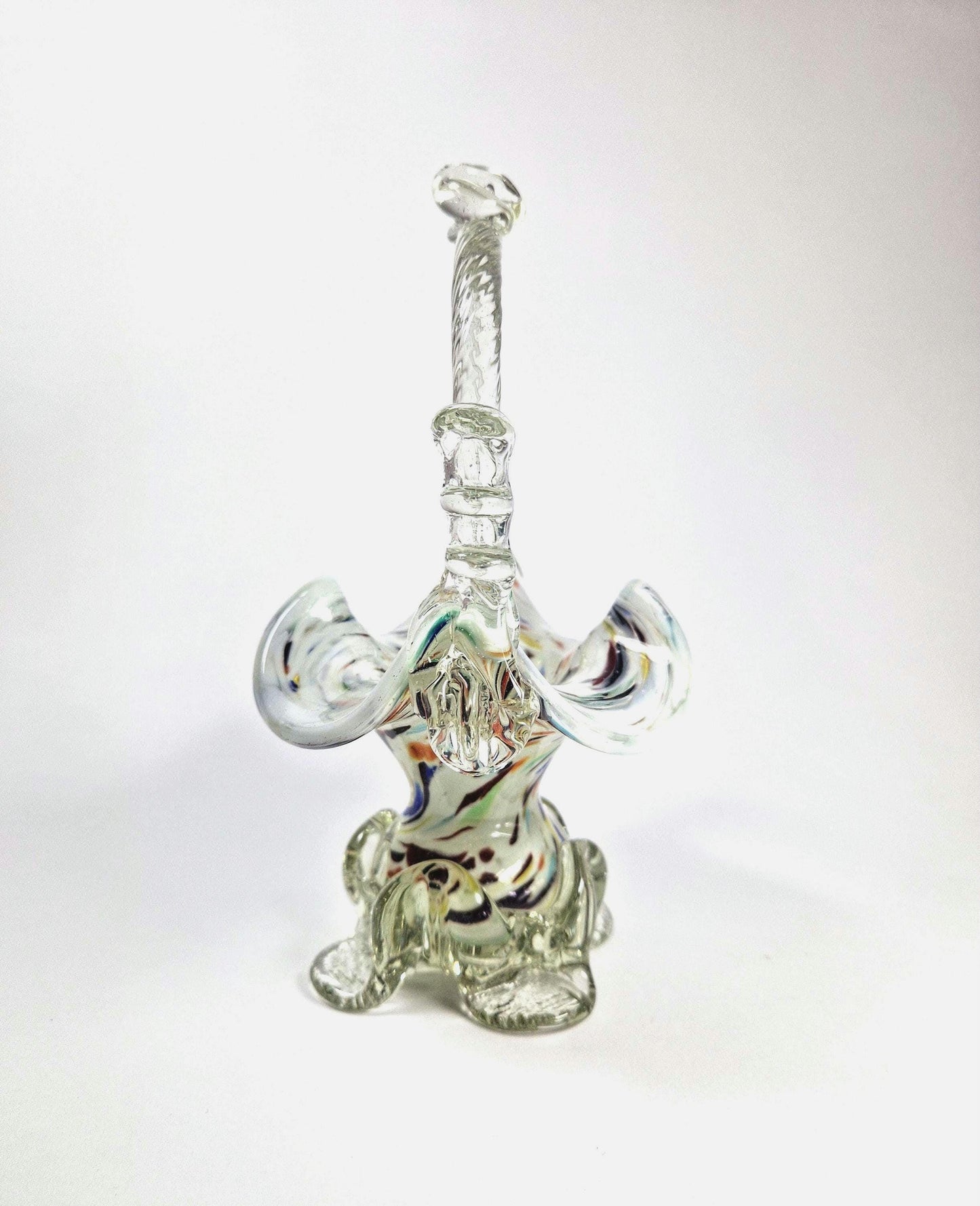 Vintage Victorian Style Romanian Glass Basket with Handle. Spattered Design , Posy Vase. c1960s